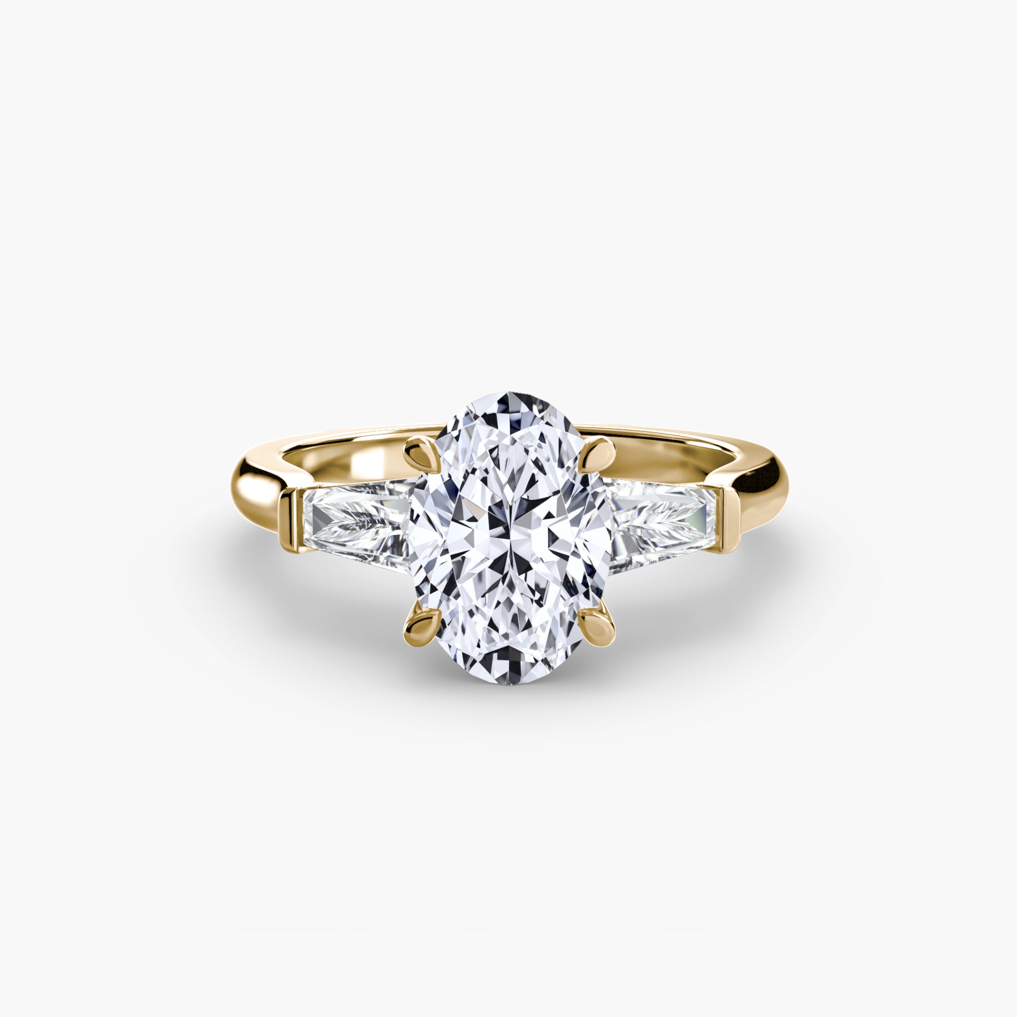 Three-Stone Ring (Baguette Side Stones) - diamond engagement ring - VYKA Diamonds