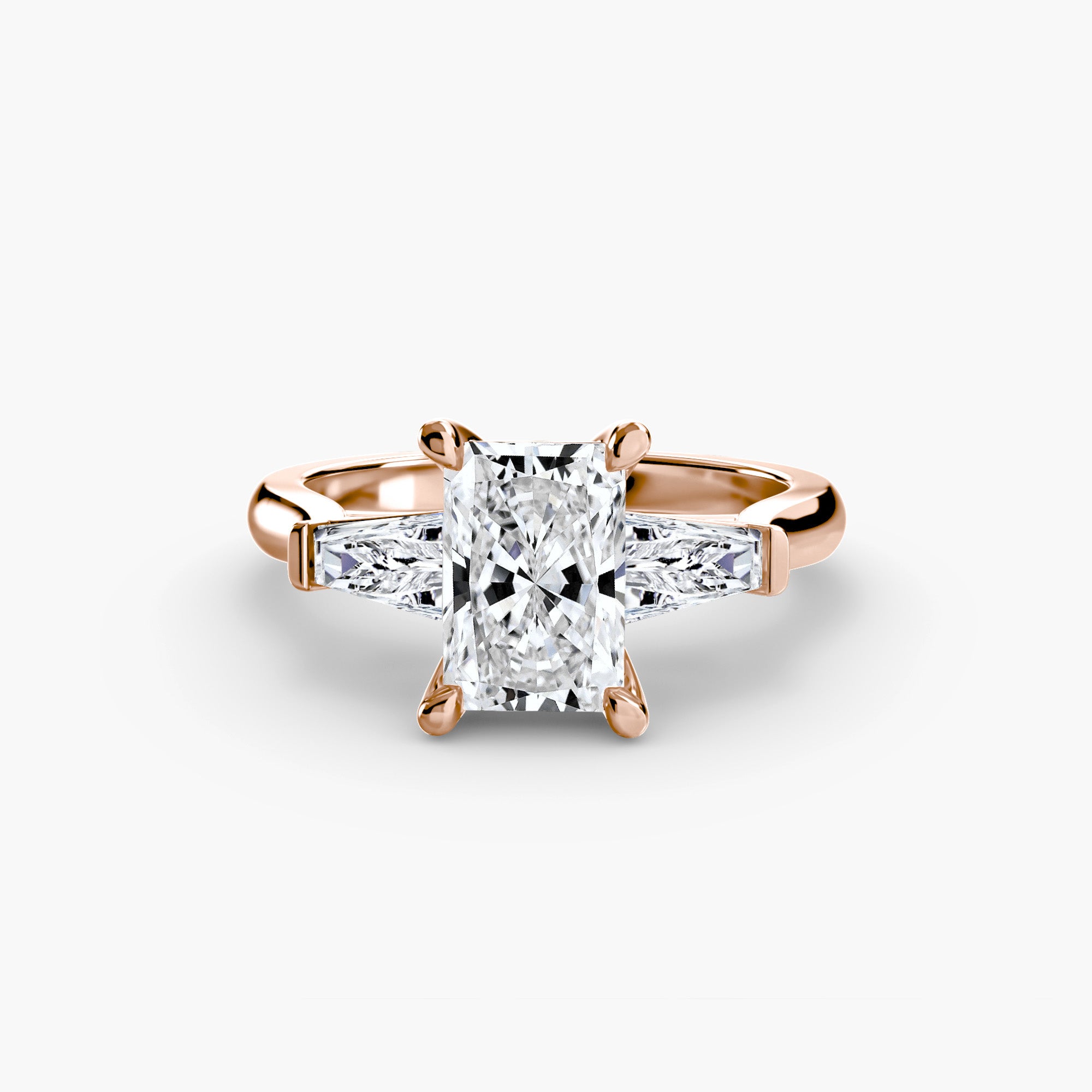 Three-Stone Ring (Baguette Side Stones) 2 - diamond engagement ring - VYKA Diamonds