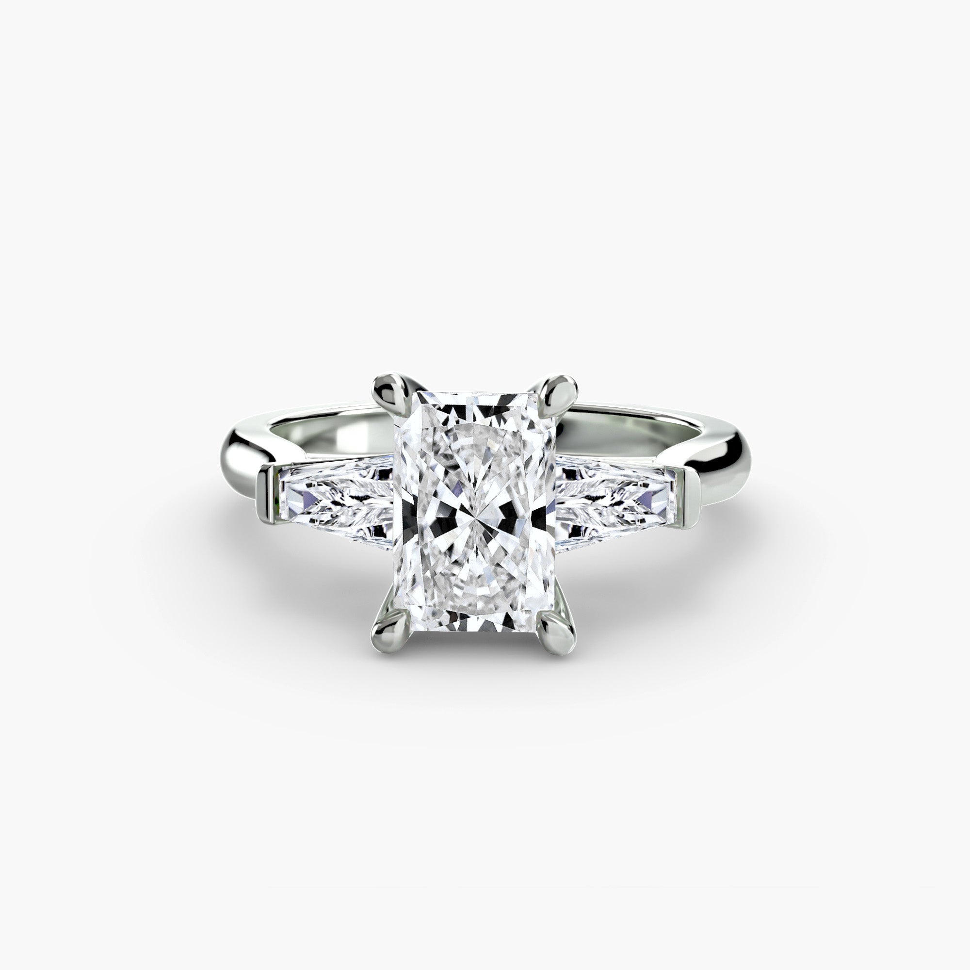 Three-Stone Ring (Baguette Side Stones) 2 - diamond engagement ring - VYKA Diamonds