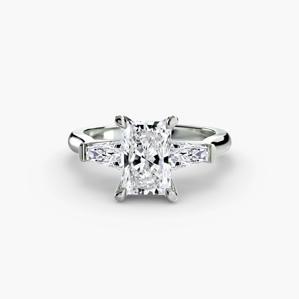 Three-Stone Ring (Baguette Side Stones) 2 - diamond engagement ring - VYKA Diamonds
