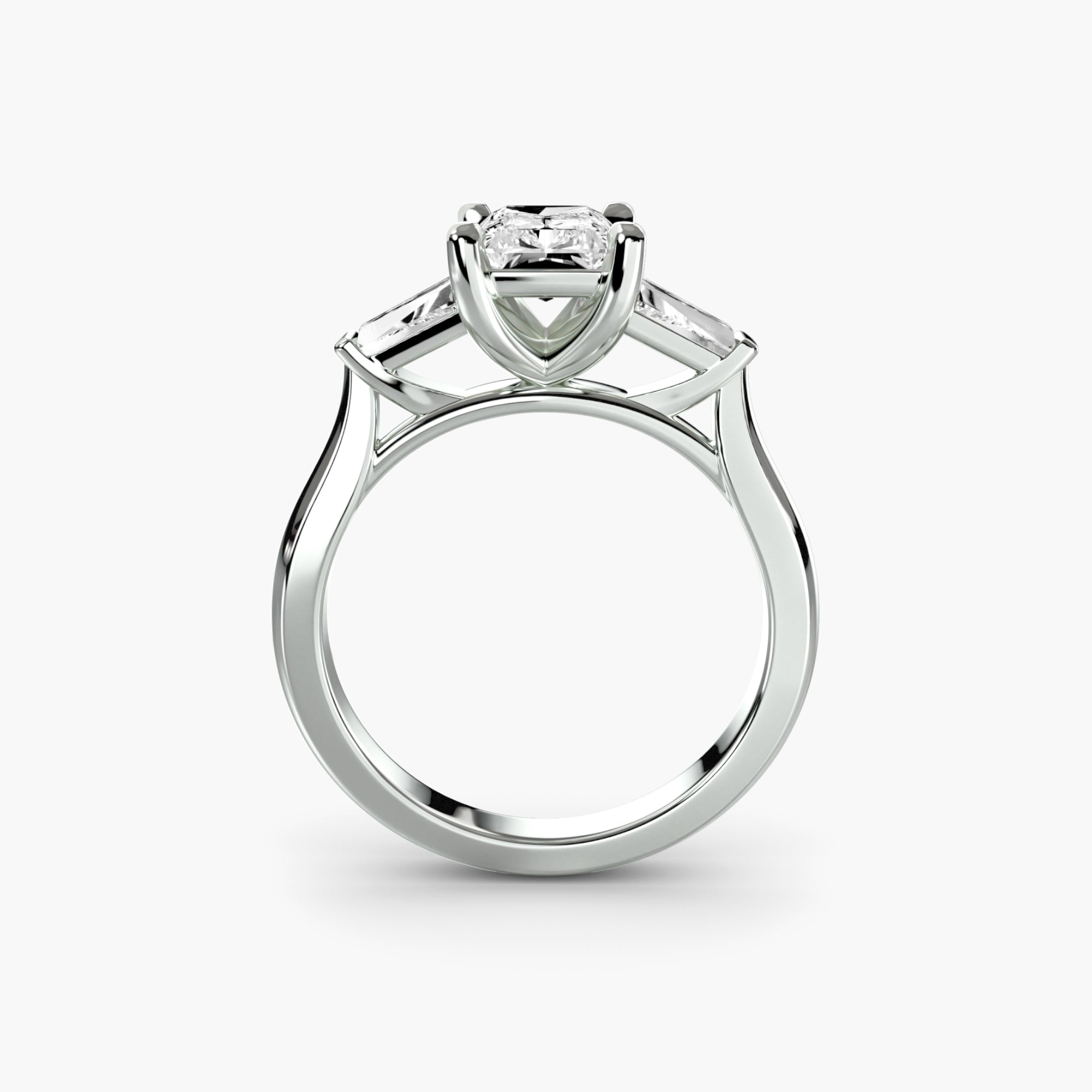 Three-Stone Ring (Baguette Side Stones) 2 - diamond engagement ring - VYKA Diamonds