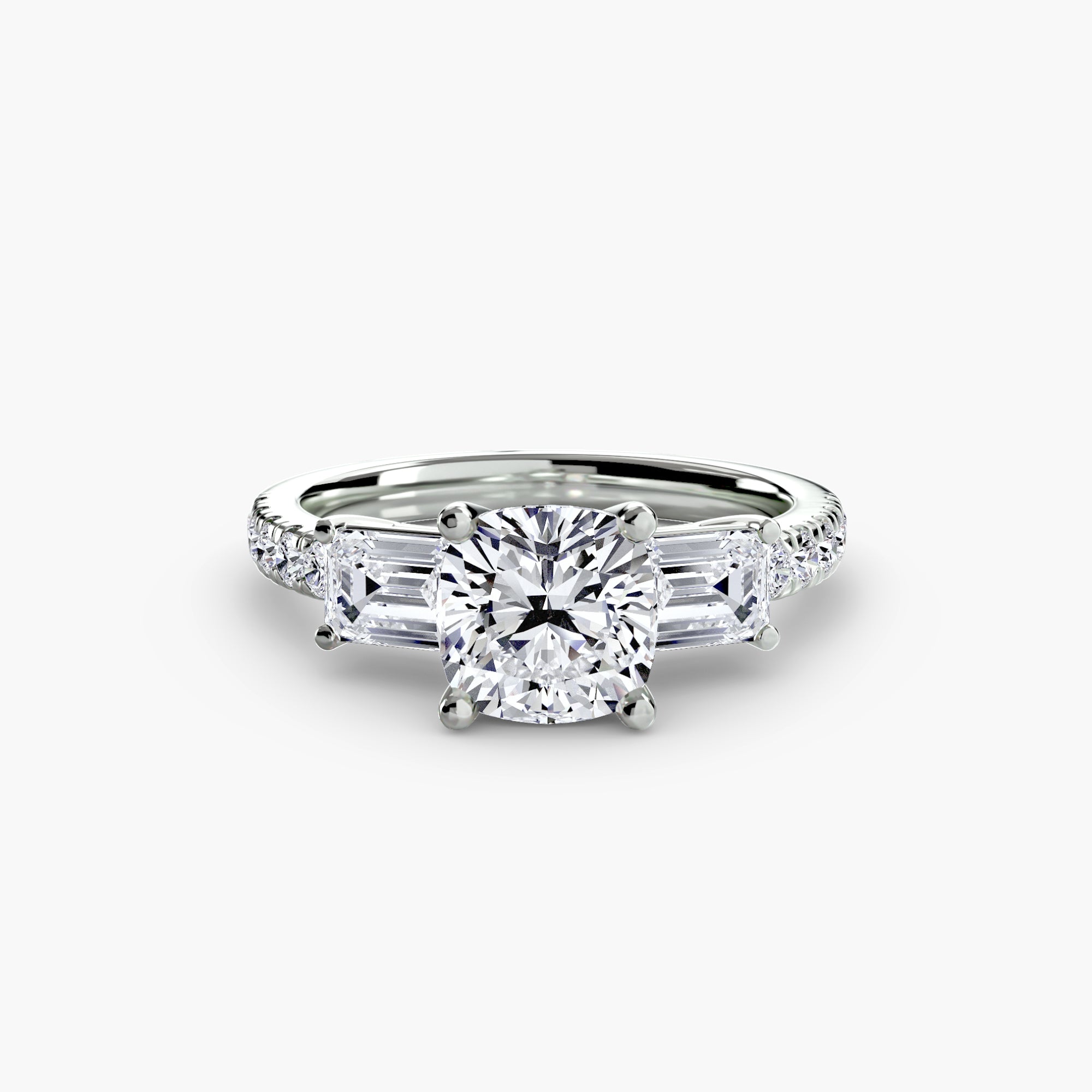 Three-Stone Ring with Pavé Band 4 - diamond engagement ring - VYKA Diamonds