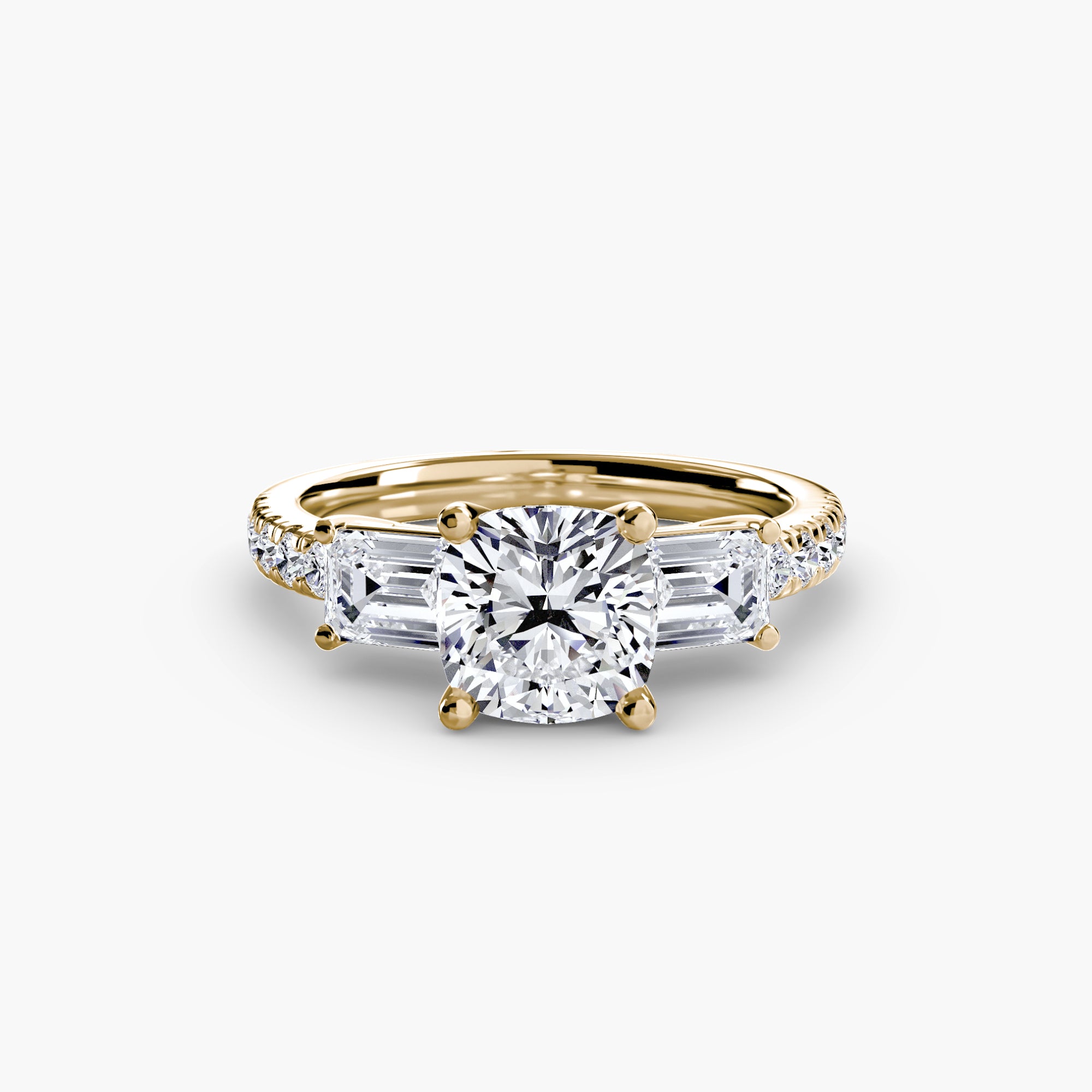 Three-Stone Ring with Pavé Band 4 - diamond engagement ring - VYKA Diamonds