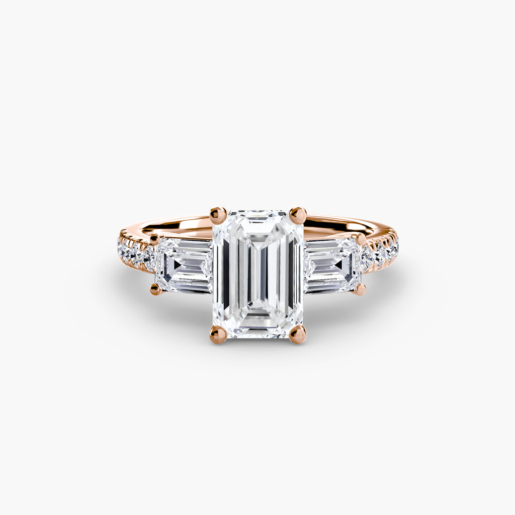 Three-Stone Ring with Pavé Band 4 - diamond engagement ring - VYKA Diamonds