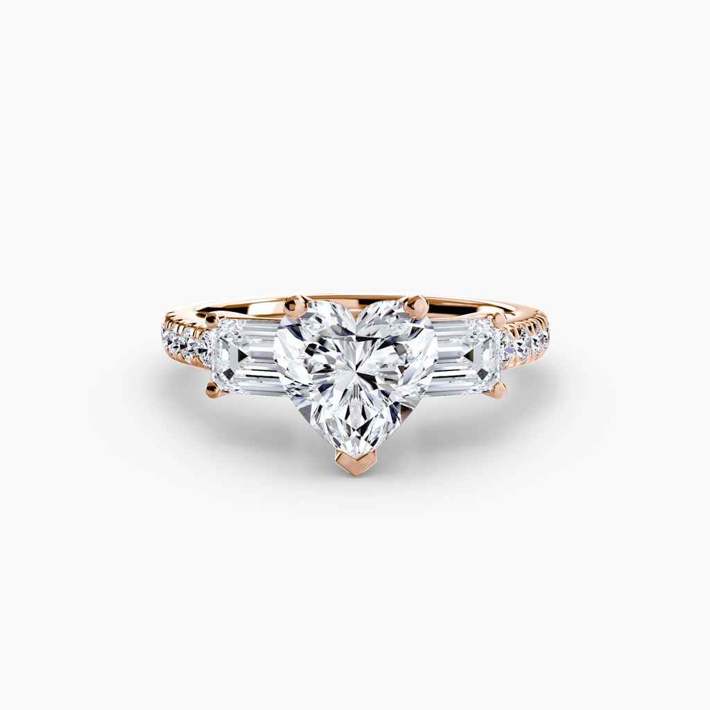 Three-Stone Ring with Pavé Band 4 - diamond engagement ring - VYKA Diamonds