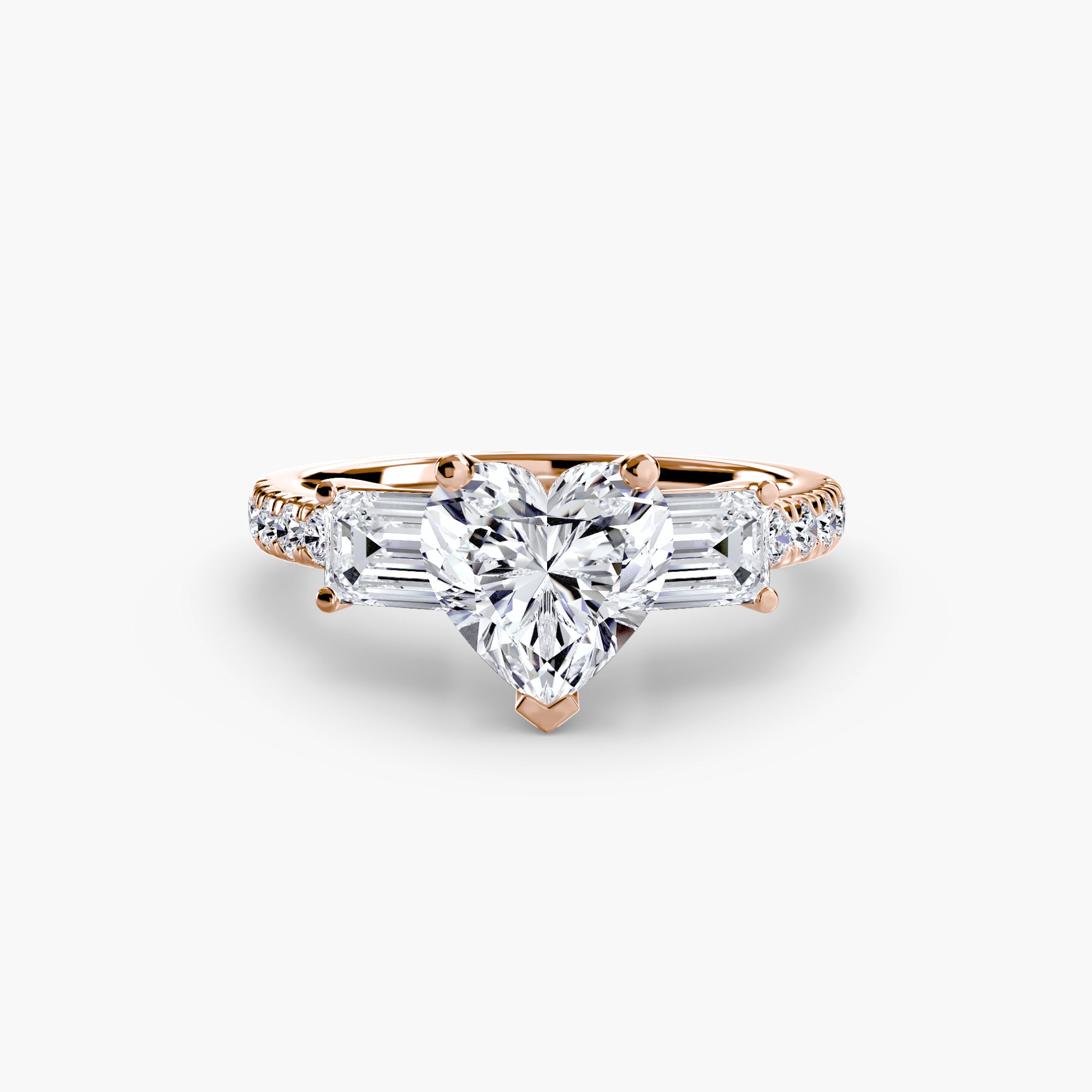 Three-Stone Ring with Pavé Band 4 - diamond engagement ring - VYKA Diamonds