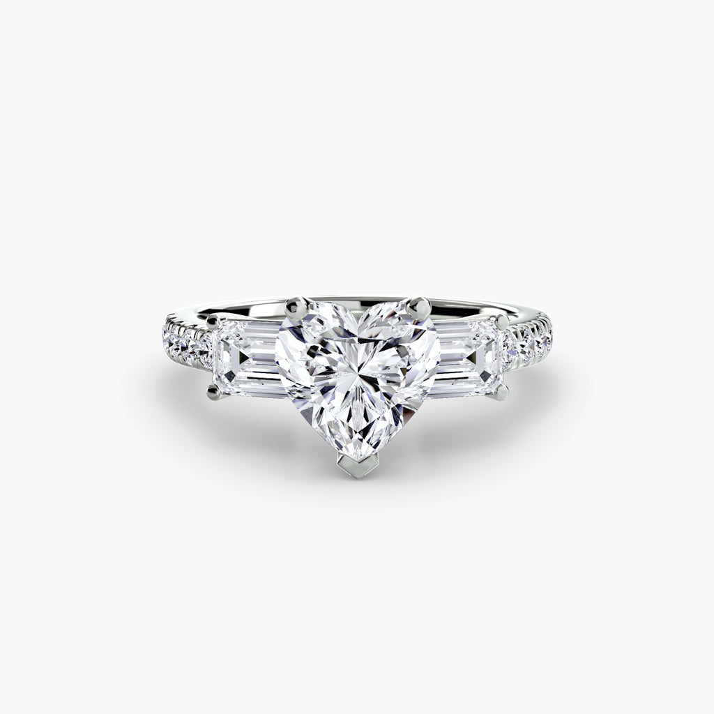 Three-Stone Ring with Pavé Band 4 - diamond engagement ring - VYKA Diamonds