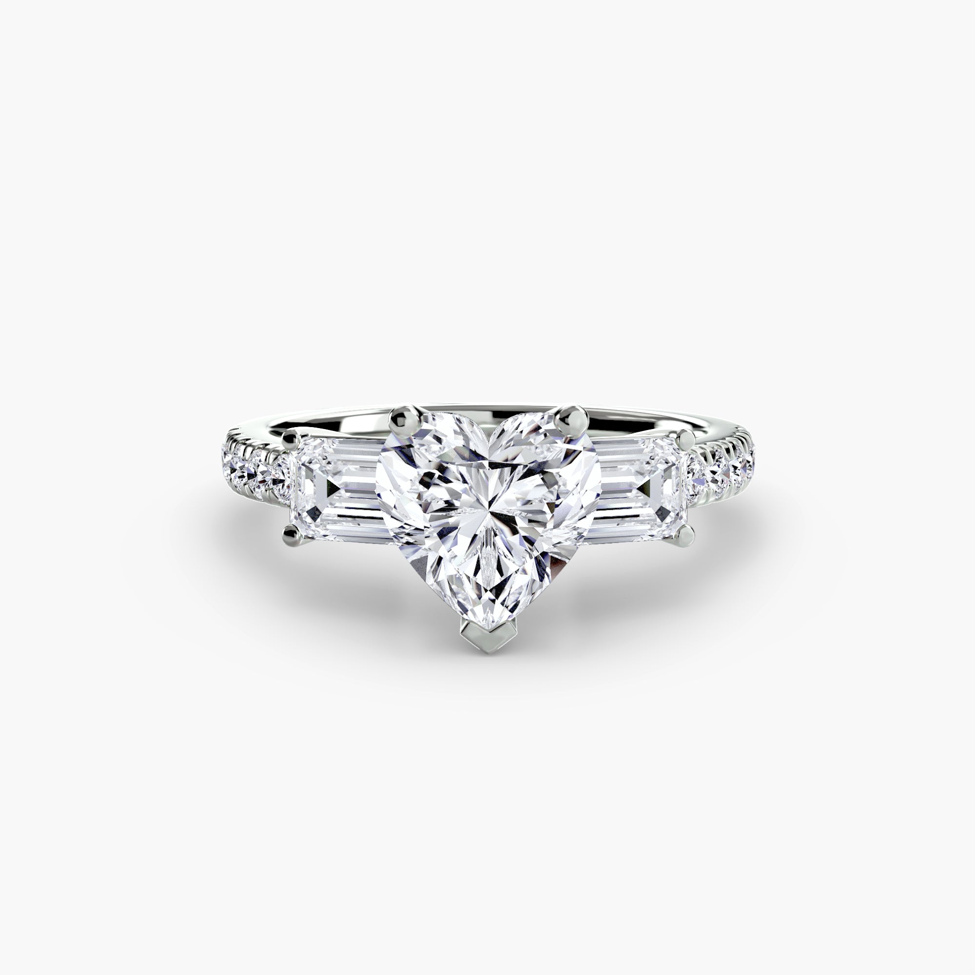 Three-Stone Ring with Pavé Band 4 - diamond engagement ring - VYKA Diamonds