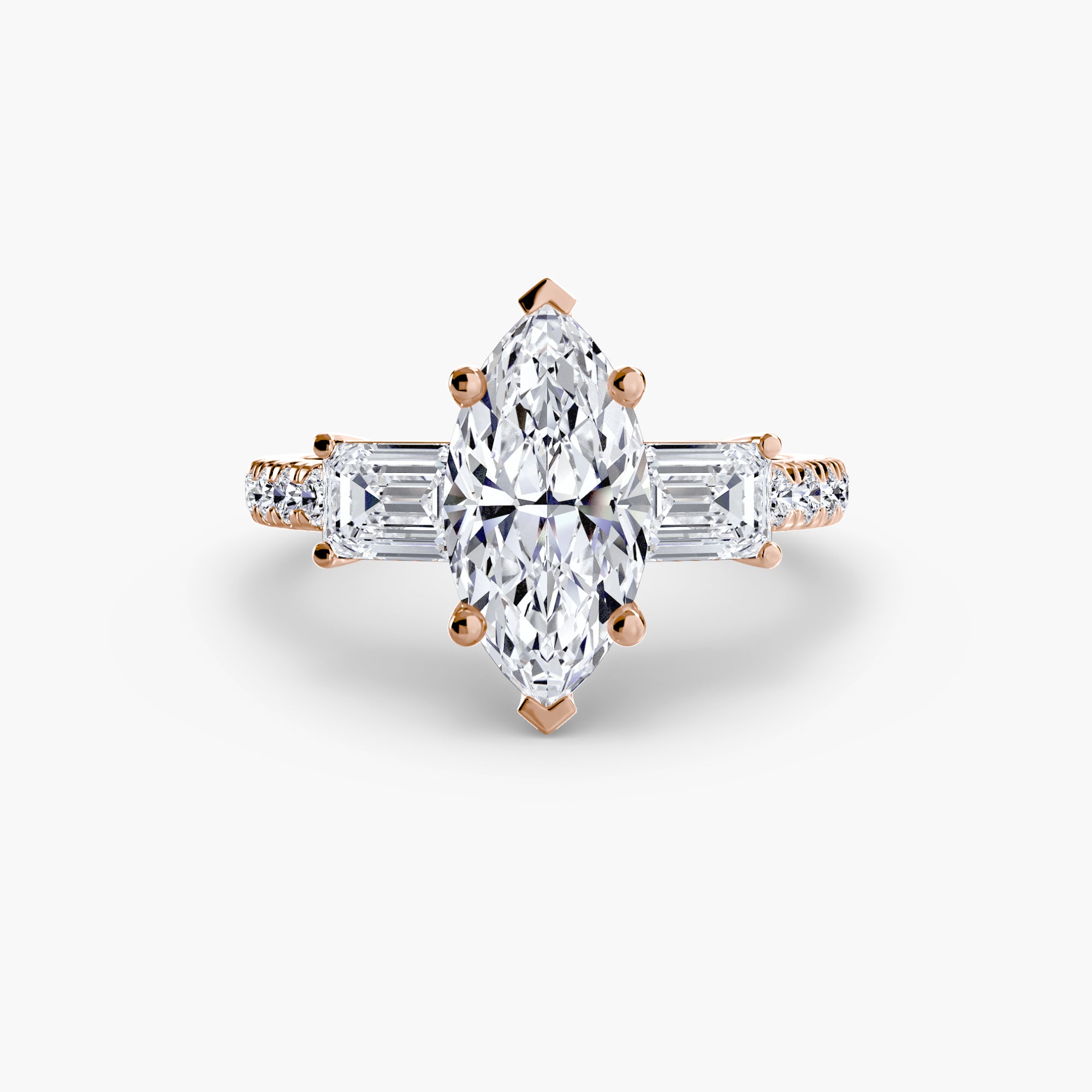 Three-Stone Ring with Pavé Band 4 - diamond engagement ring - VYKA Diamonds