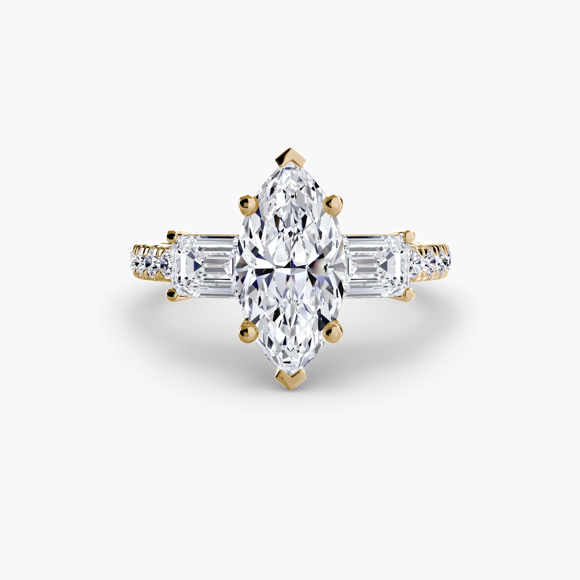 Three-Stone Ring with Pavé Band 4 - diamond engagement ring - VYKA Diamonds