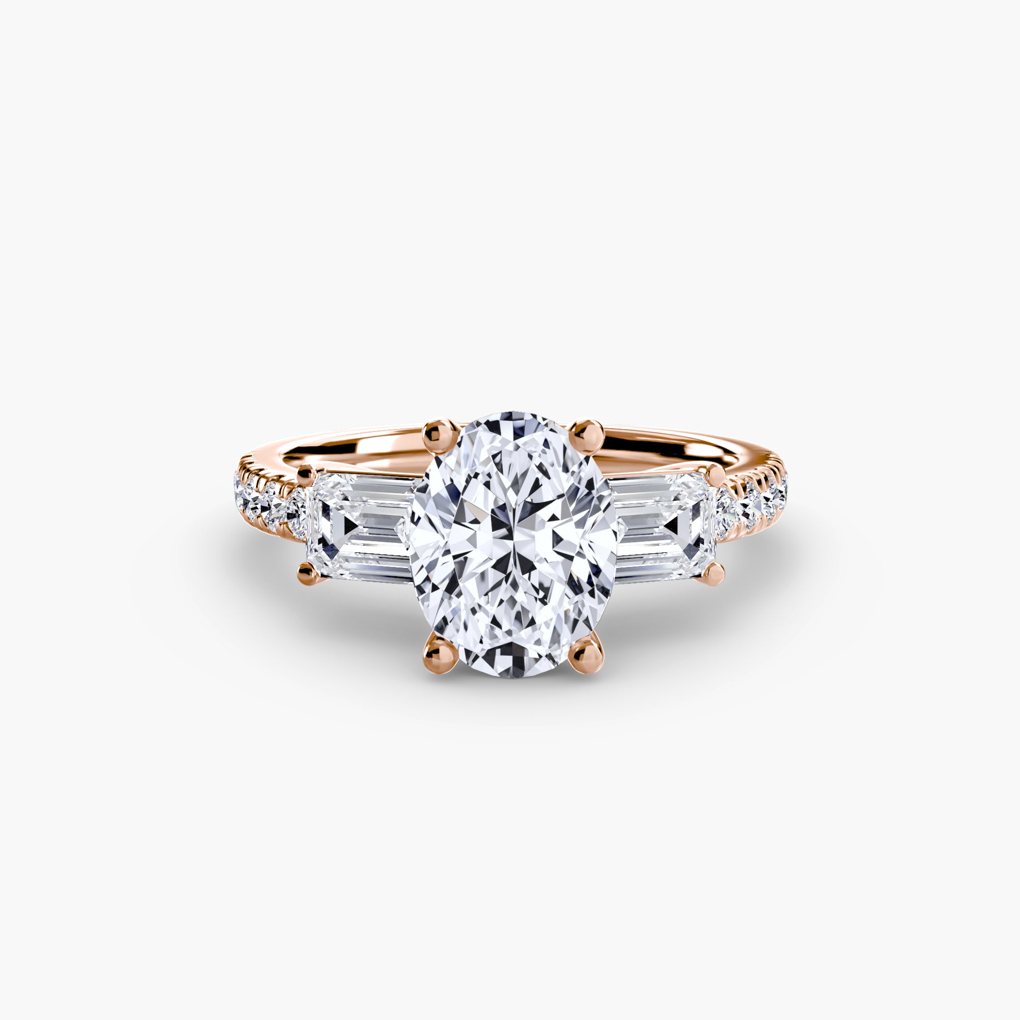 Three-Stone Ring with Pavé Band 4 - diamond engagement ring - VYKA Diamonds