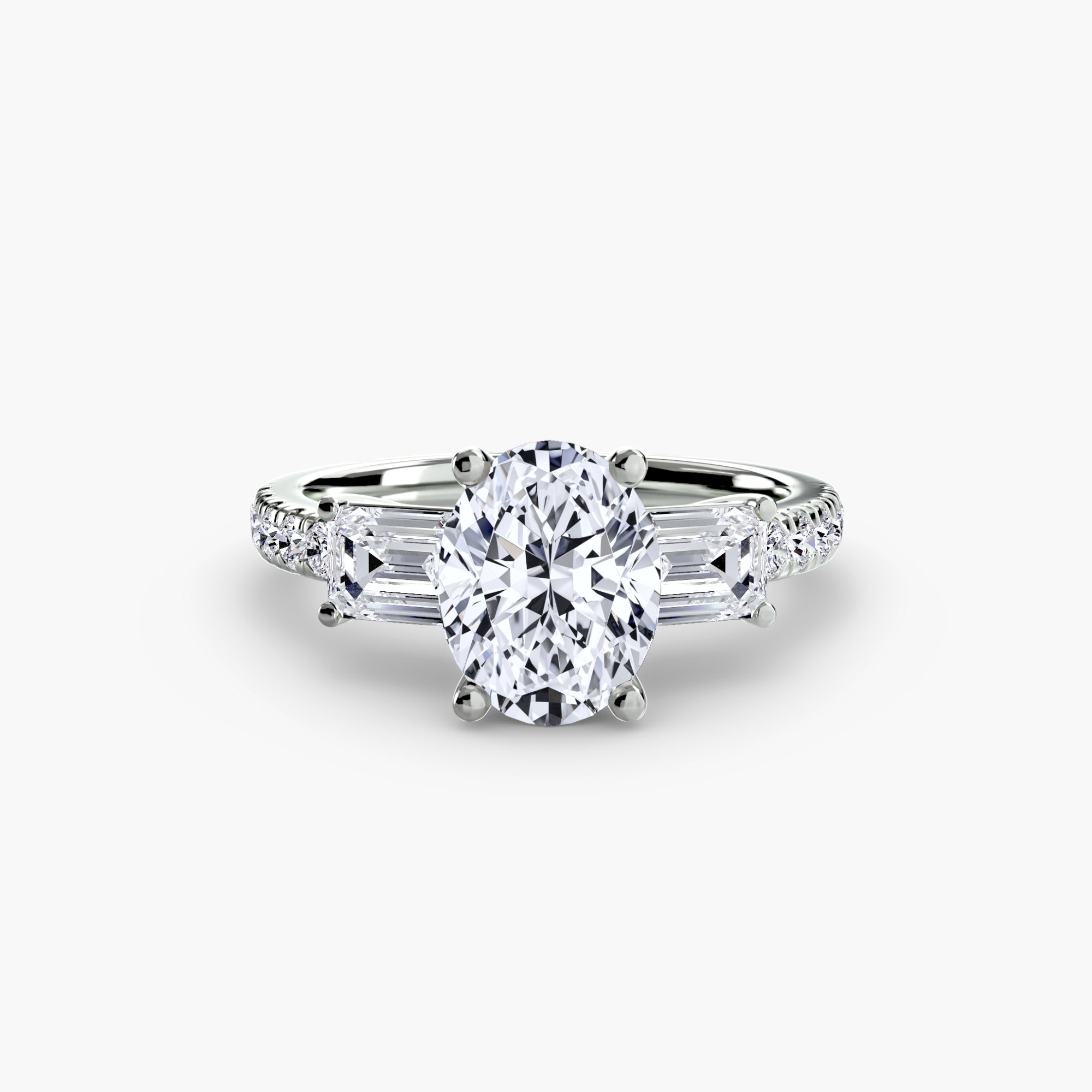 Three-Stone Ring with Pavé Band 4 - diamond engagement ring - VYKA Diamonds