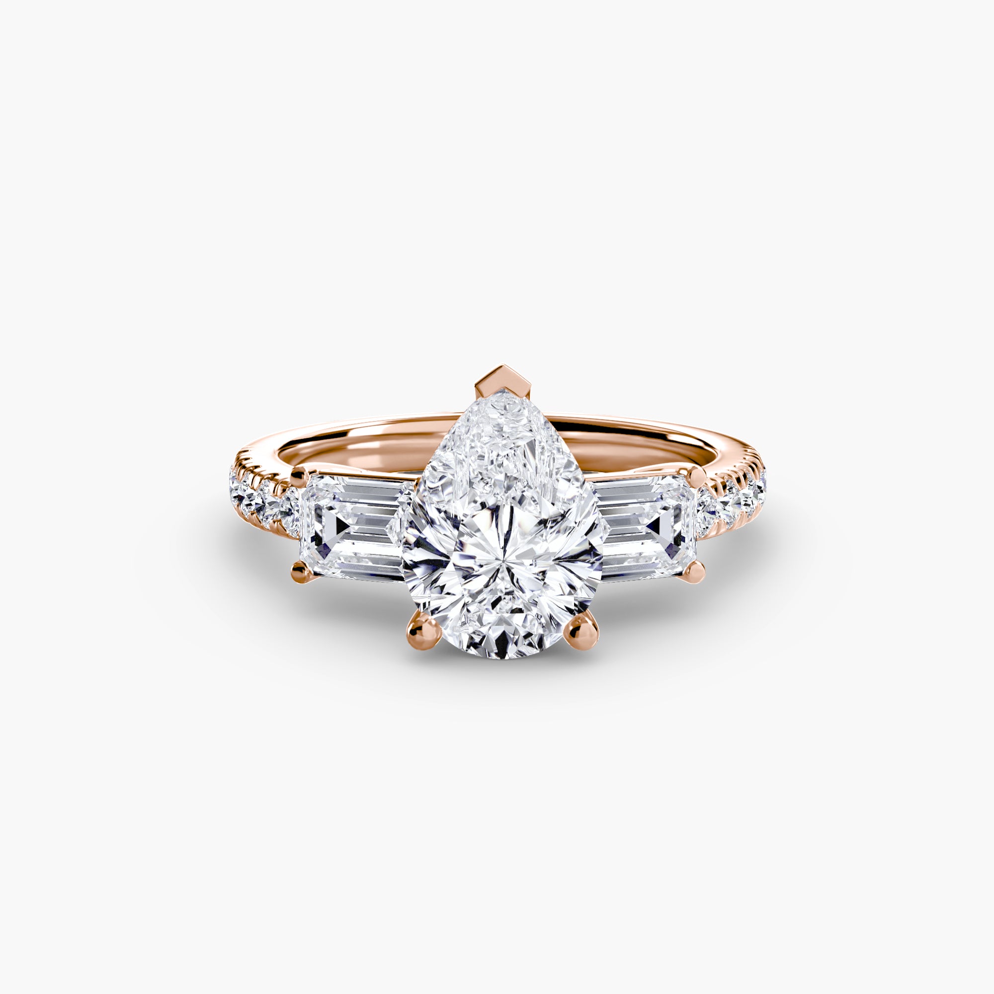 Three-Stone Ring with Pavé Band 4 - diamond engagement ring - VYKA Diamonds