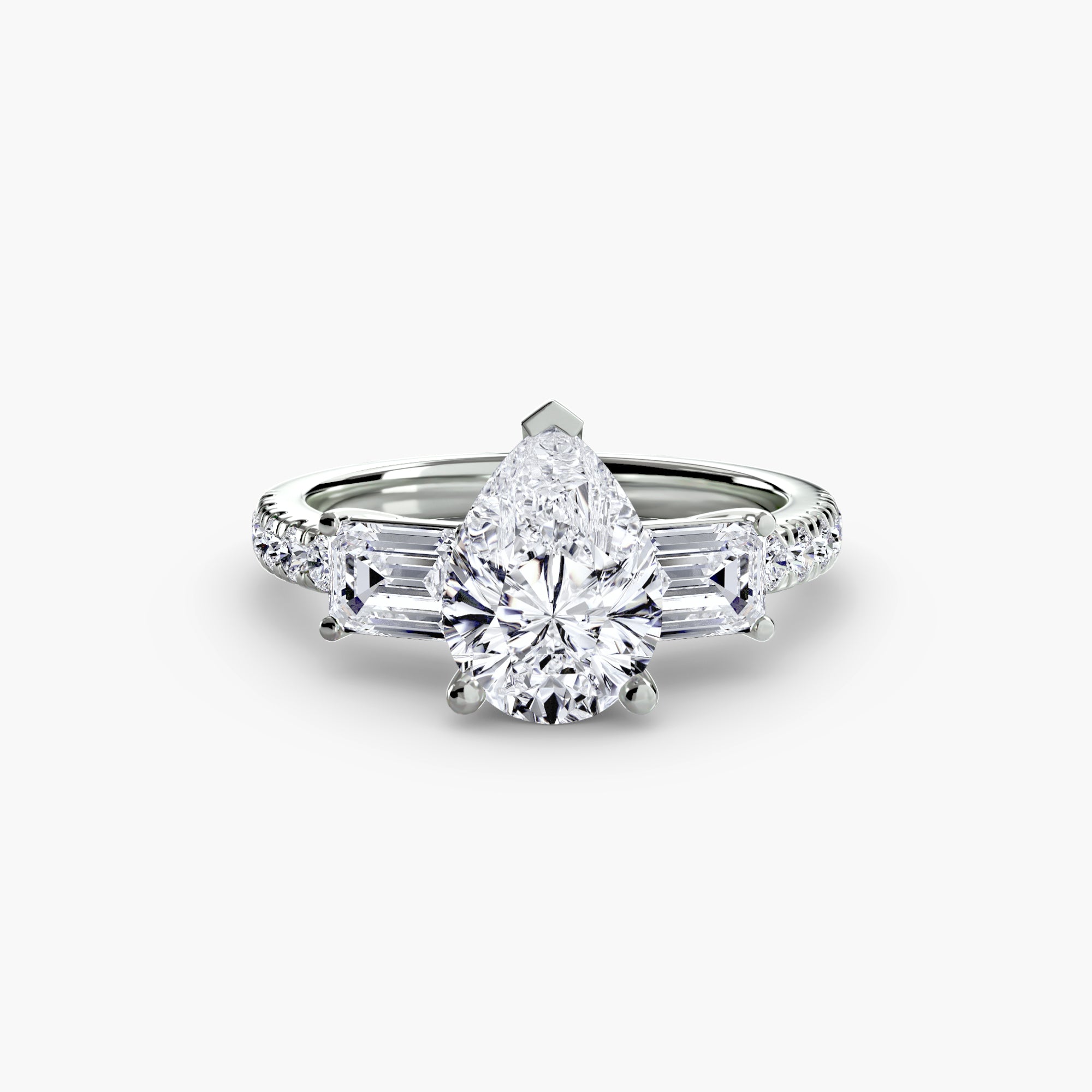 Three-Stone Ring with Pavé Band 4 - diamond engagement ring - VYKA Diamonds
