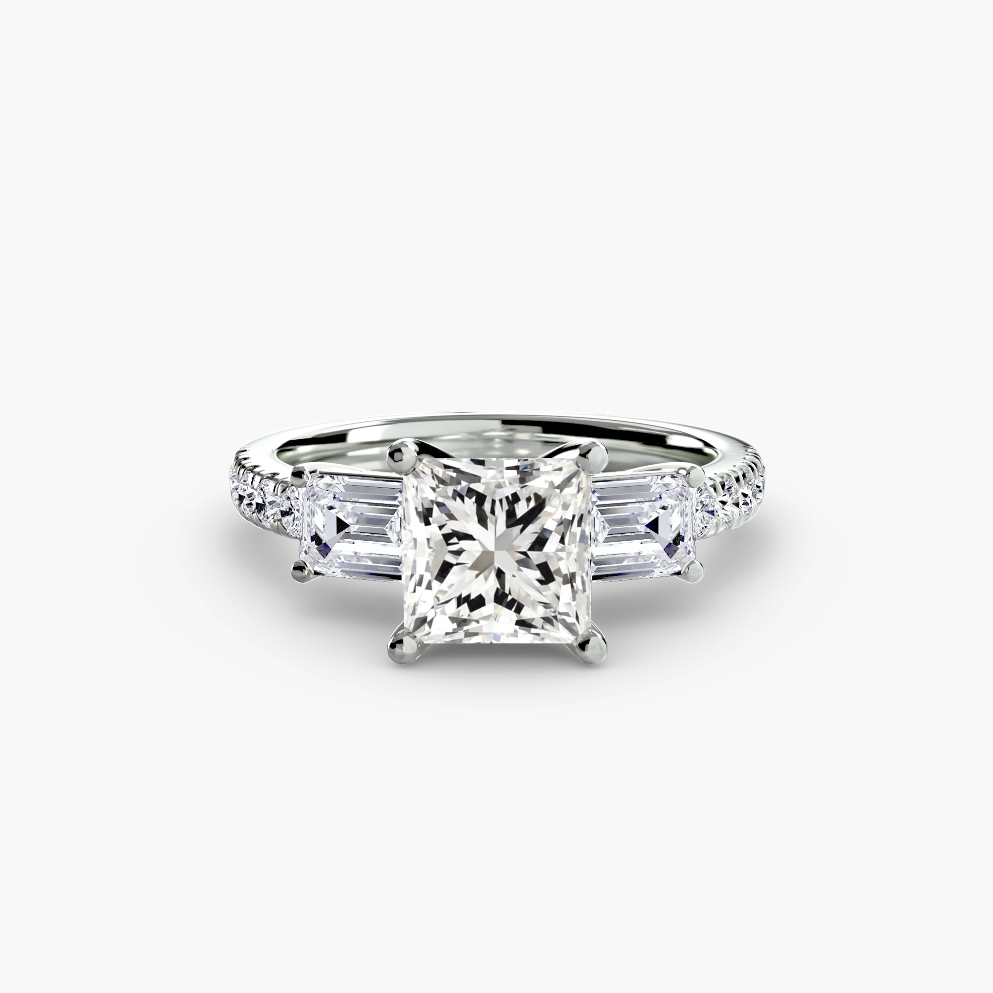 Three-Stone Ring with Pavé Band 4 - diamond engagement ring - VYKA Diamonds