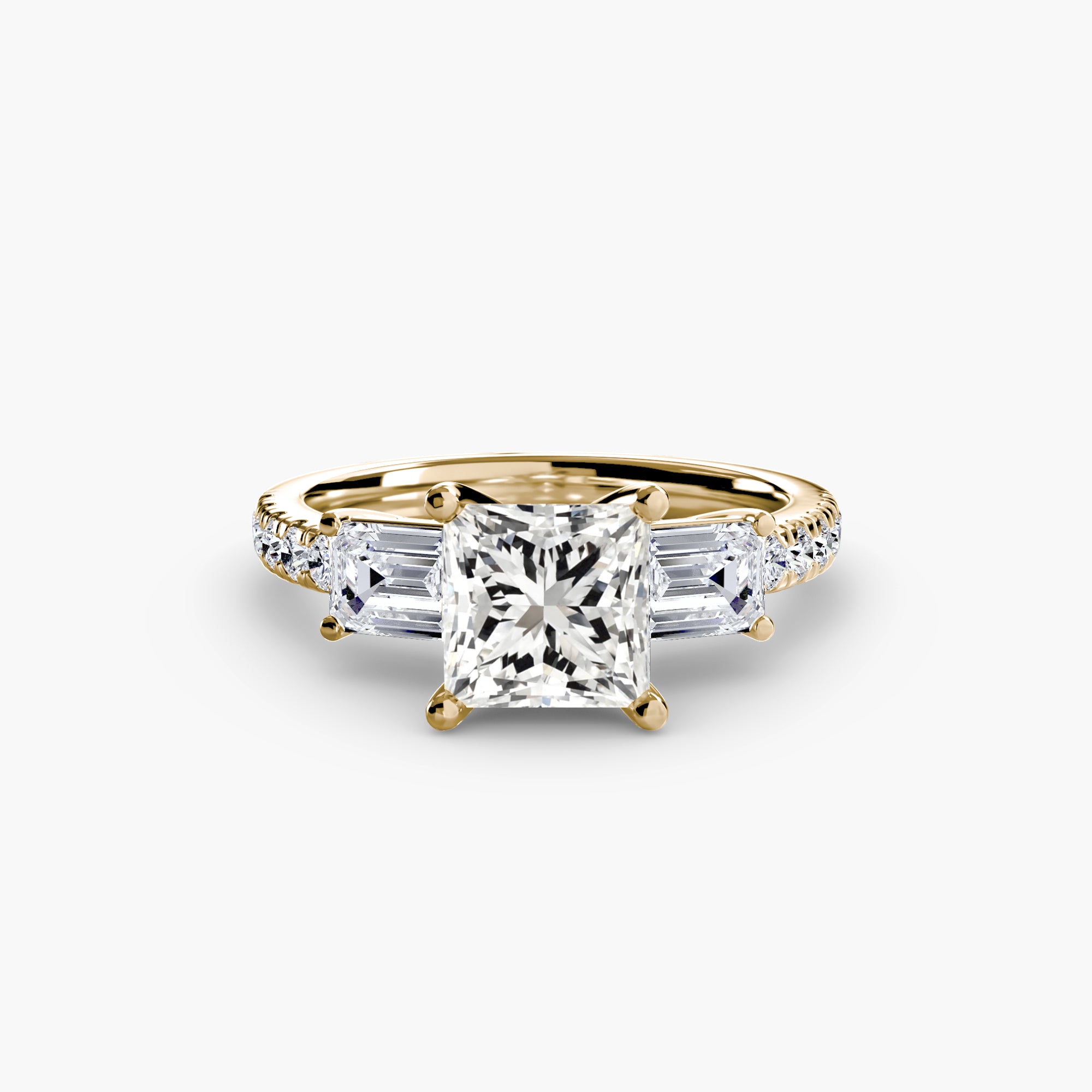 Three-Stone Ring with Pavé Band 4 - diamond engagement ring - VYKA Diamonds