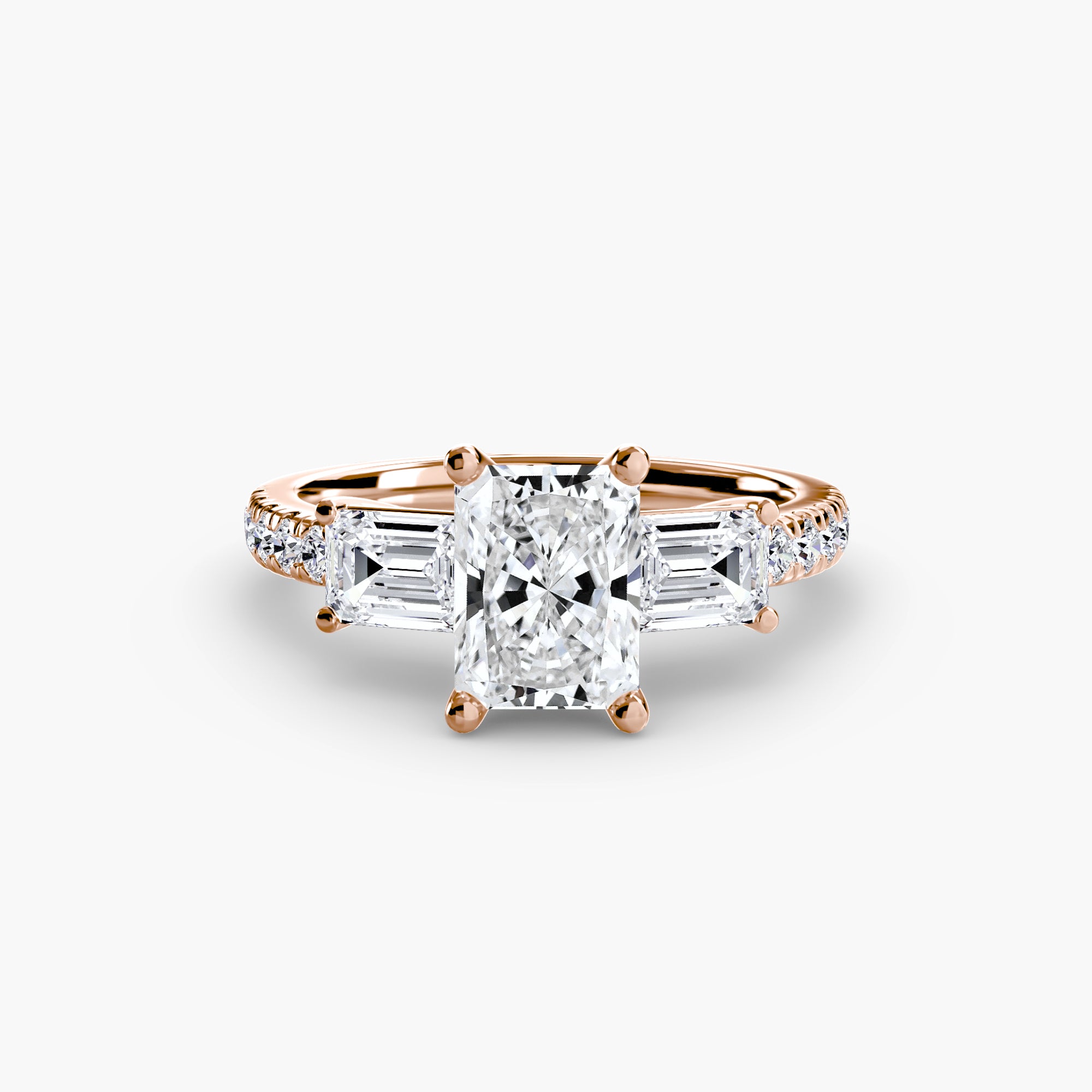 Three-Stone Ring with Pavé Band 4 - diamond engagement ring - VYKA Diamonds