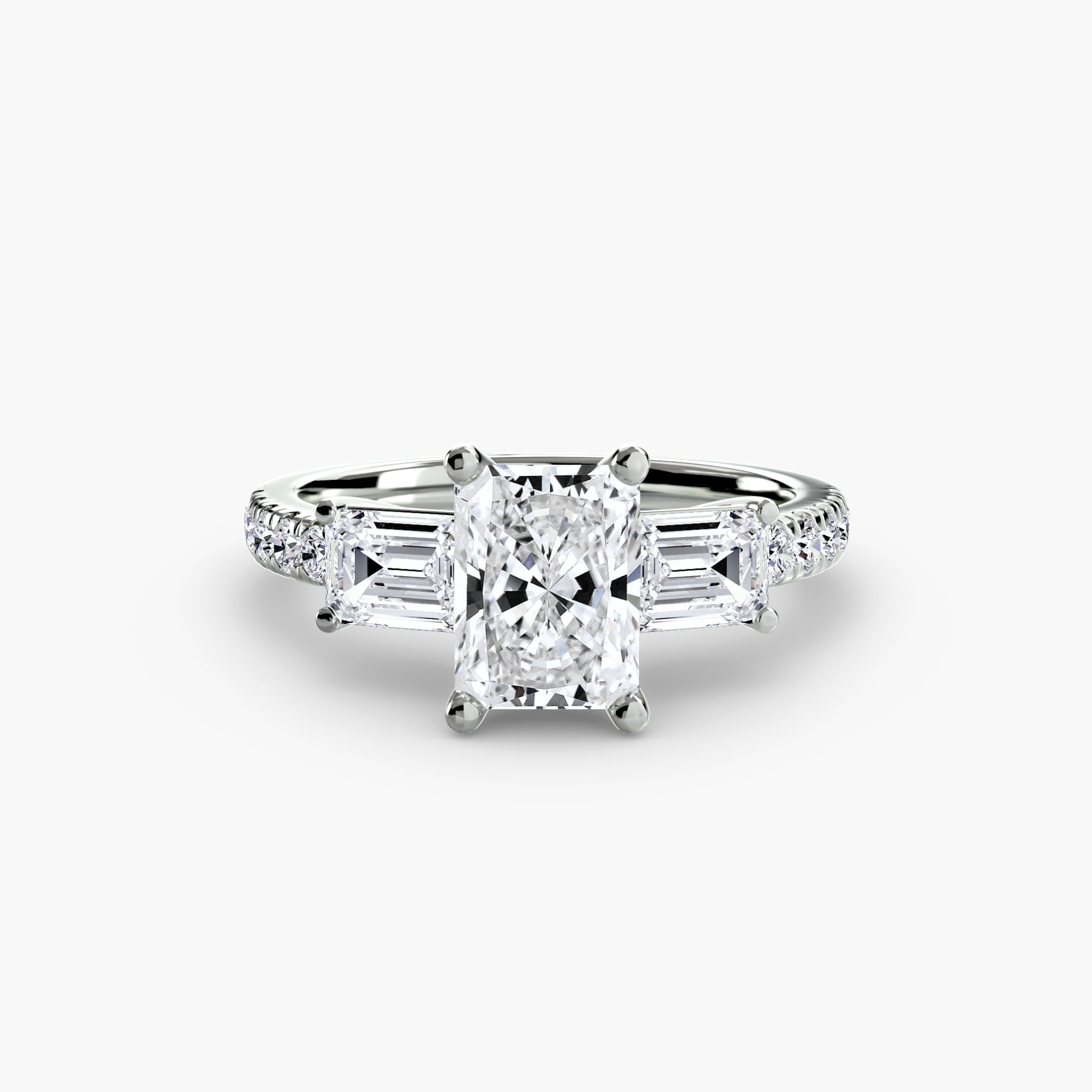 Three-Stone Ring with Pavé Band 4 - diamond engagement ring - VYKA Diamonds