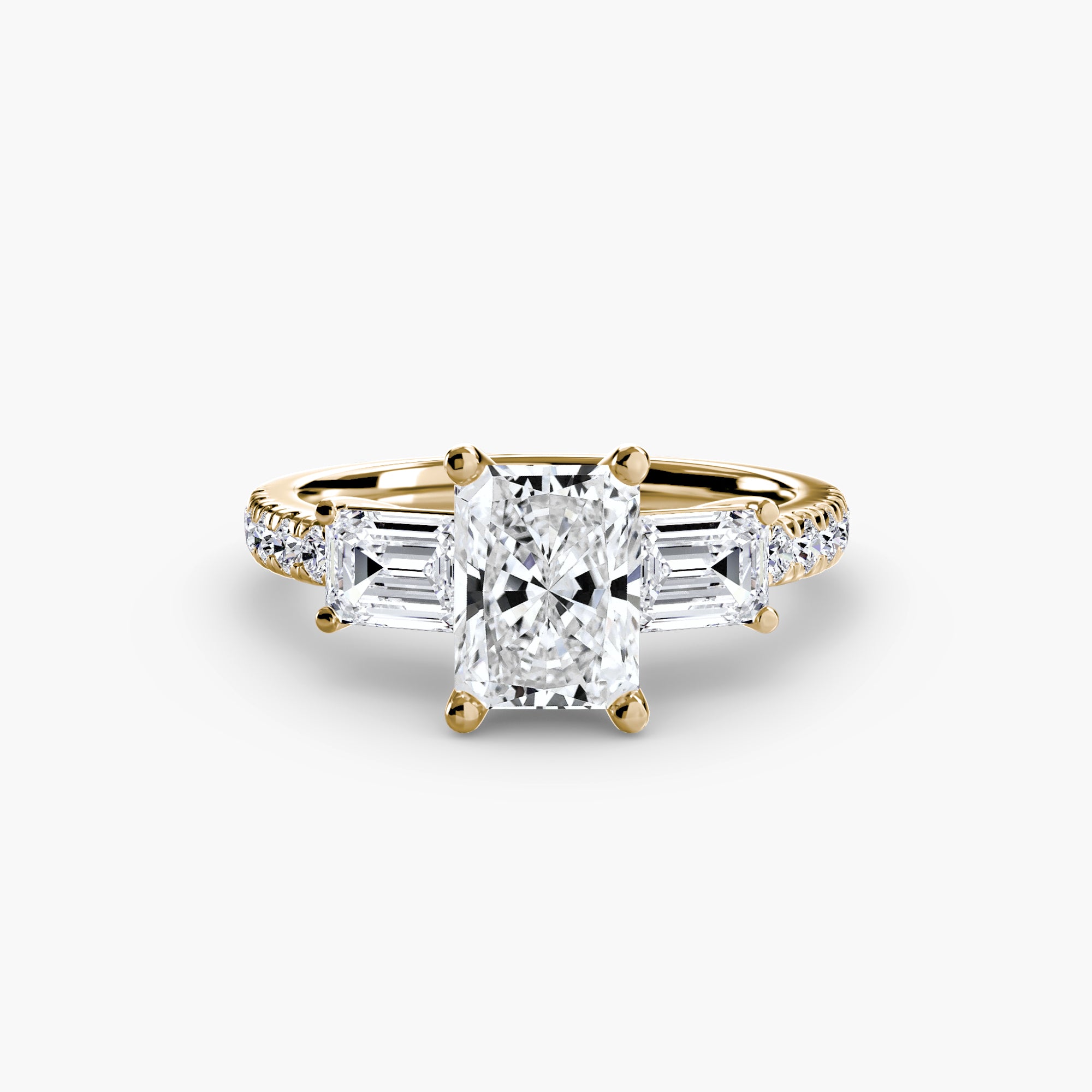 Three-Stone Ring with Pavé Band 4 - diamond engagement ring - VYKA Diamonds