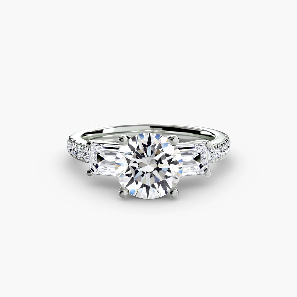 Three-Stone Ring with Pavé Band 4 - diamond engagement ring - VYKA Diamonds