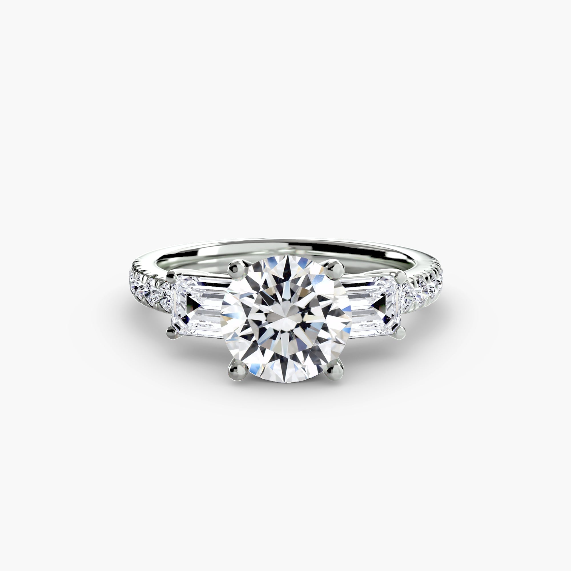 Three-Stone Ring with Pavé Band 4 - diamond engagement ring - VYKA Diamonds