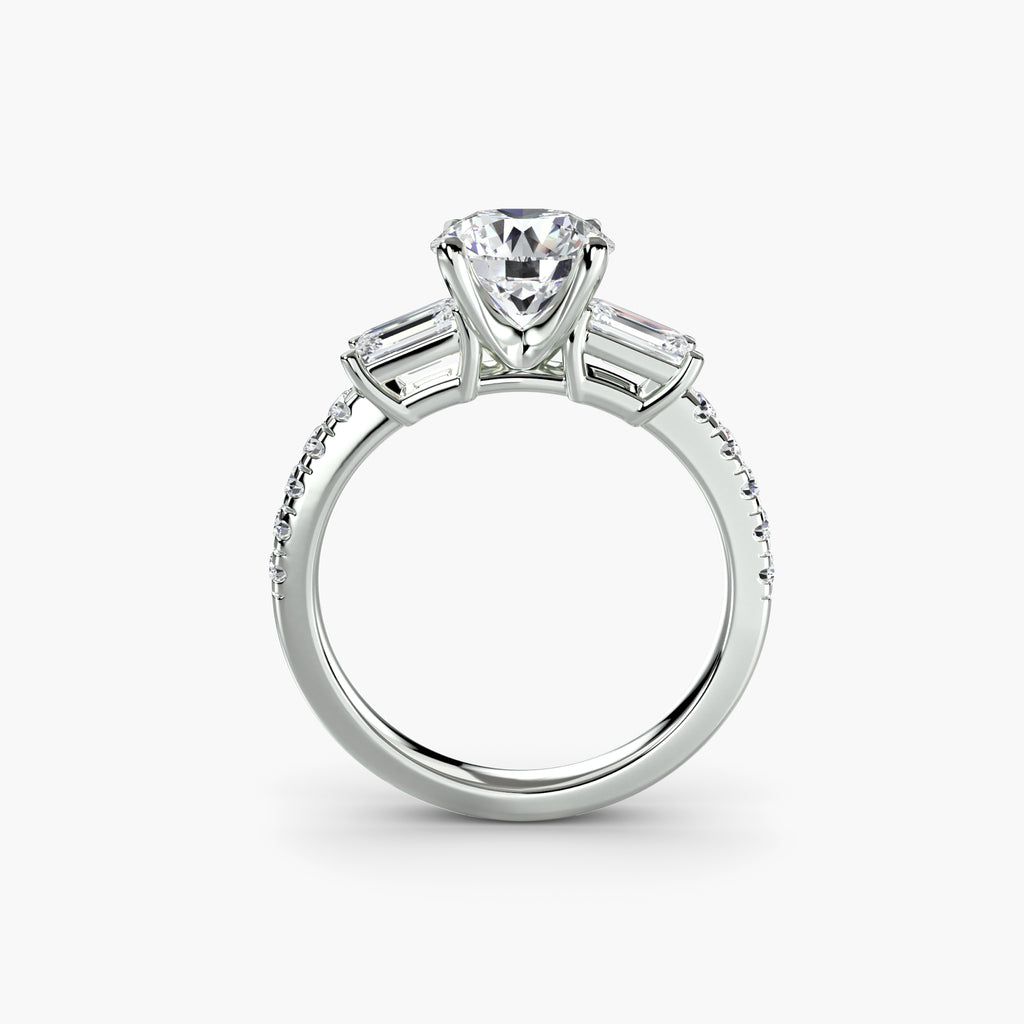 Three-Stone Ring with Pavé Band 4 - diamond engagement ring - VYKA Diamonds