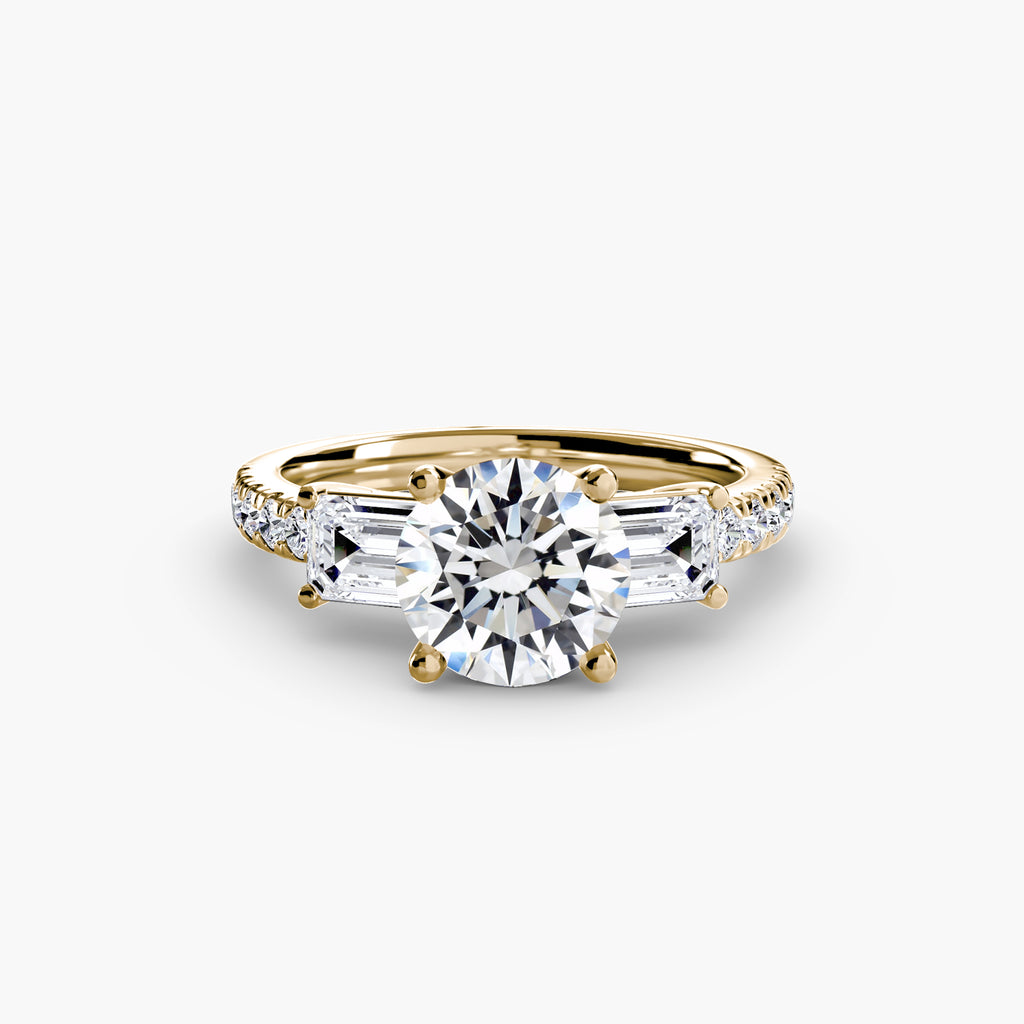 Three-Stone Ring with Pavé Band 4 - diamond engagement ring - VYKA Diamonds