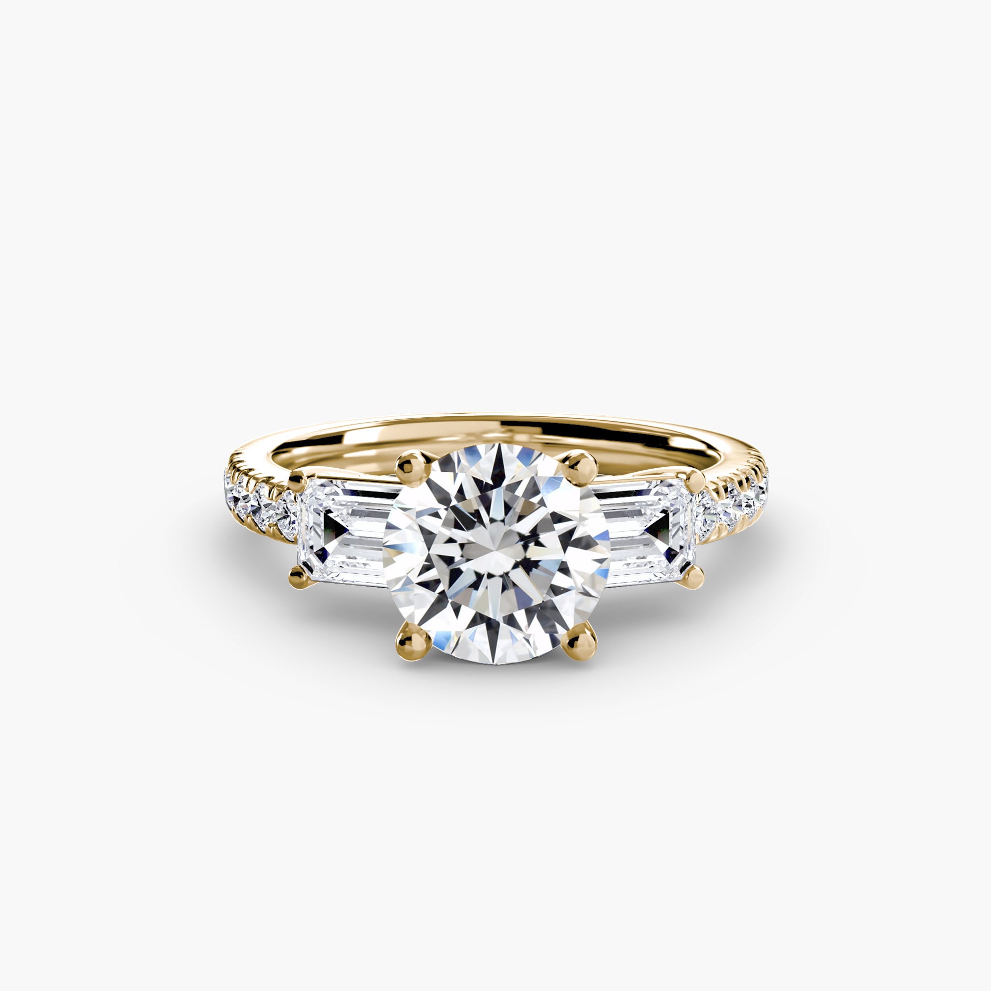 Three-Stone Ring with Pavé Band 4 - diamond engagement ring - VYKA Diamonds