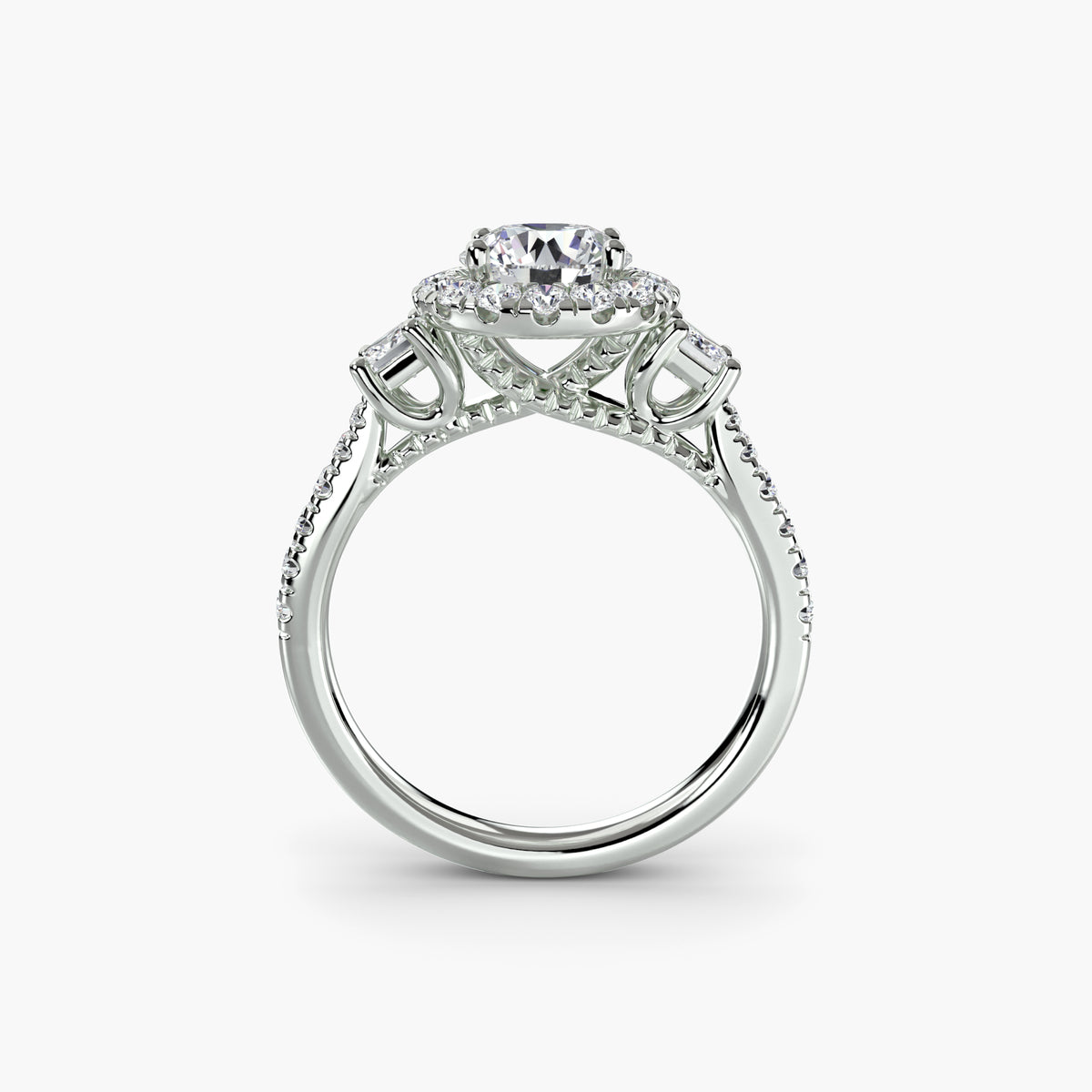 Three-Stone Ring with Halo 2