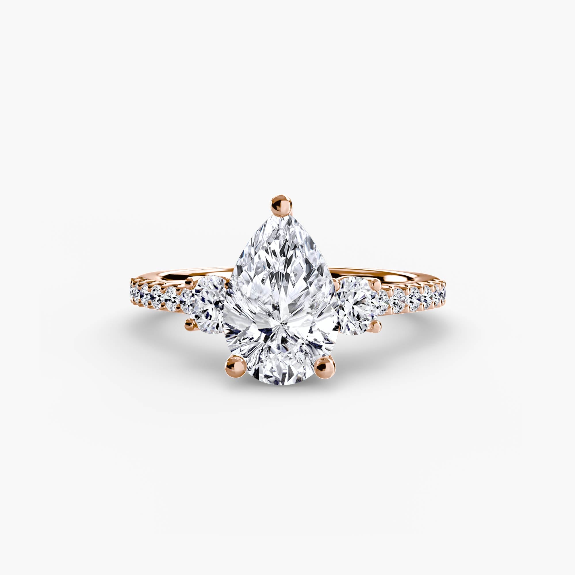 Three-Stone Ring with Pavé Band 5 - diamond engagement ring - VYKA Diamonds
