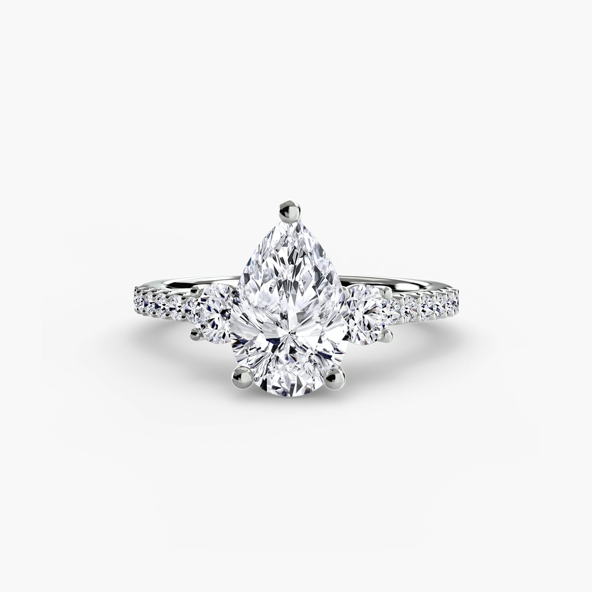 Three-Stone Ring with Pavé Band 5 - diamond engagement ring - VYKA Diamonds