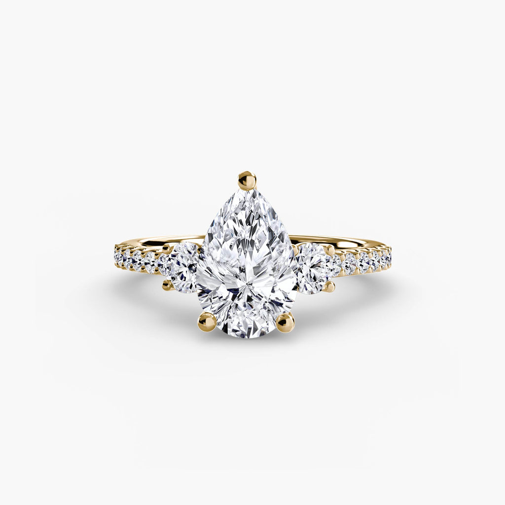 Three-Stone Ring with Pavé Band 5 - diamond engagement ring - VYKA Diamonds