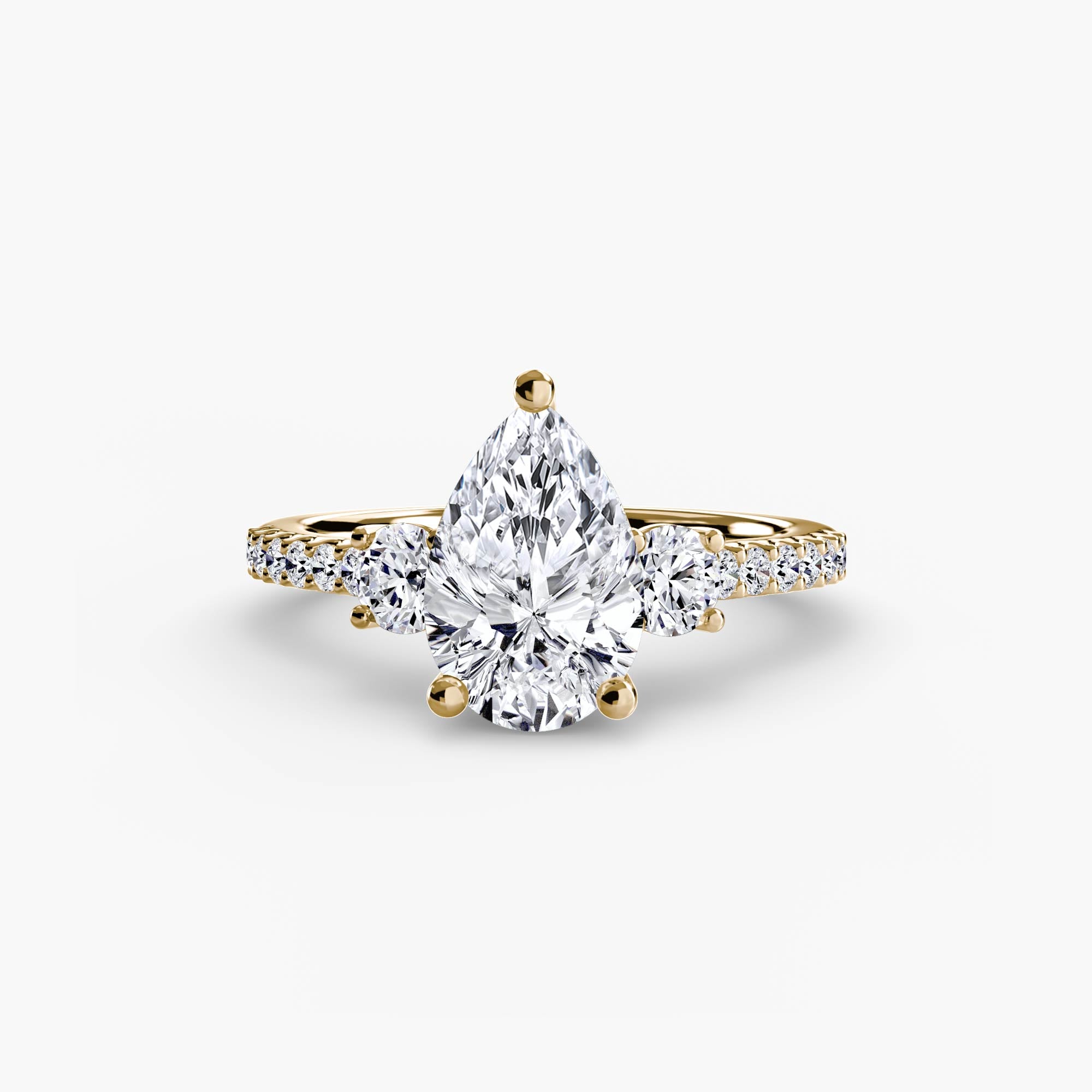 Three-Stone Ring with Pavé Band 5 - diamond engagement ring - VYKA Diamonds