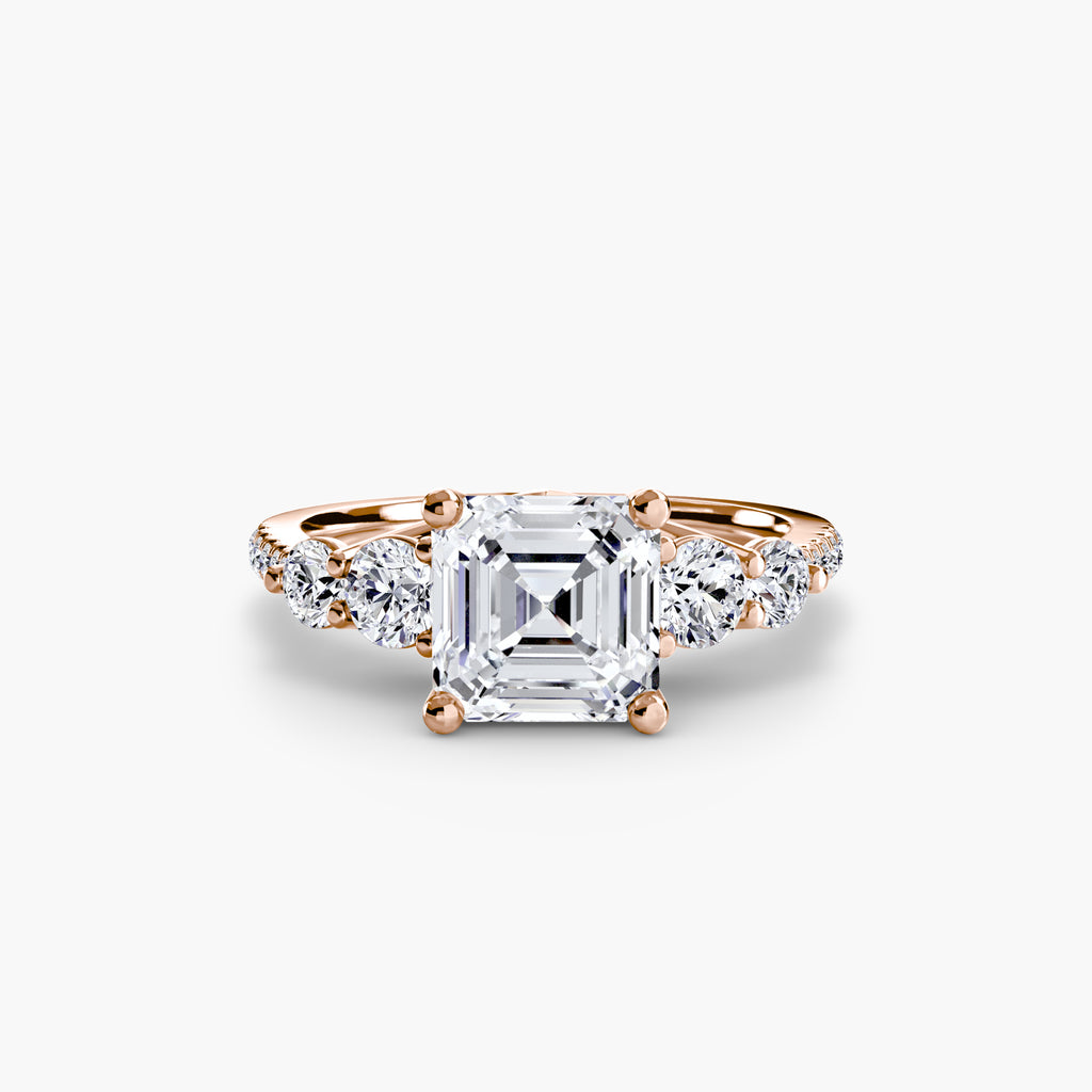 Five Stone Ring with Pavé Band - diamond engagement ring - VYKA Diamonds