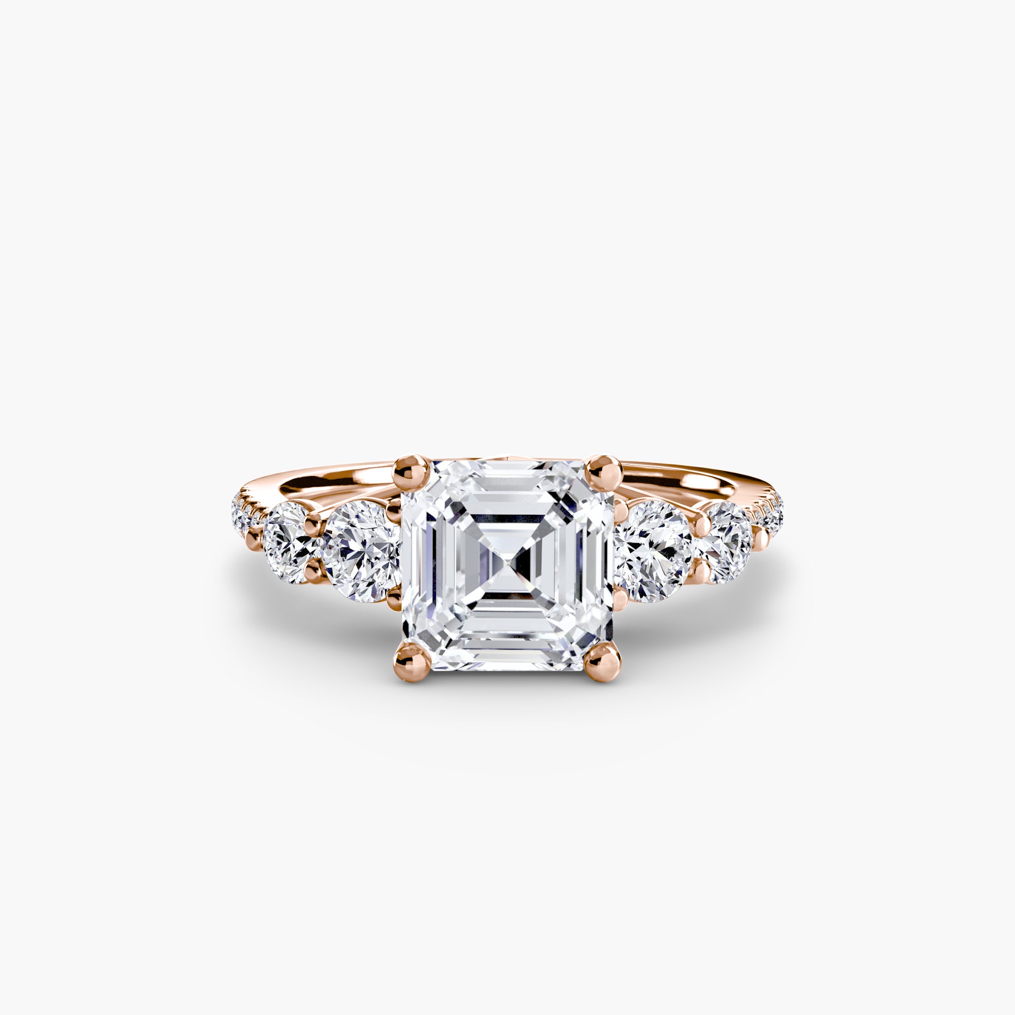 Five Stone Ring with Pavé Band - diamond engagement ring - VYKA Diamonds