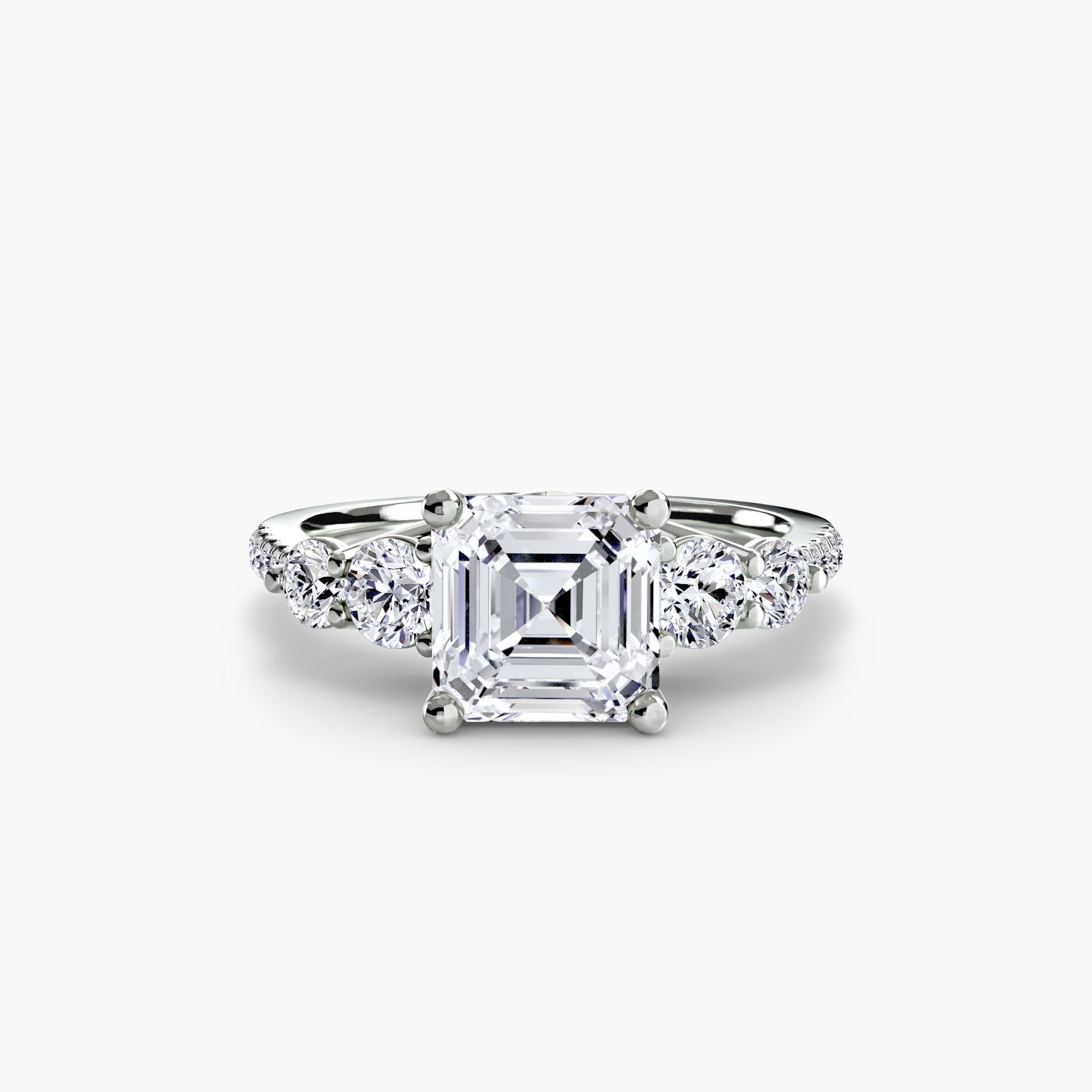Five Stone Ring with Pavé Band - diamond engagement ring - VYKA Diamonds