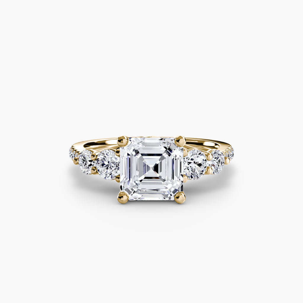 Five Stone Ring with Pavé Band - diamond engagement ring - VYKA Diamonds