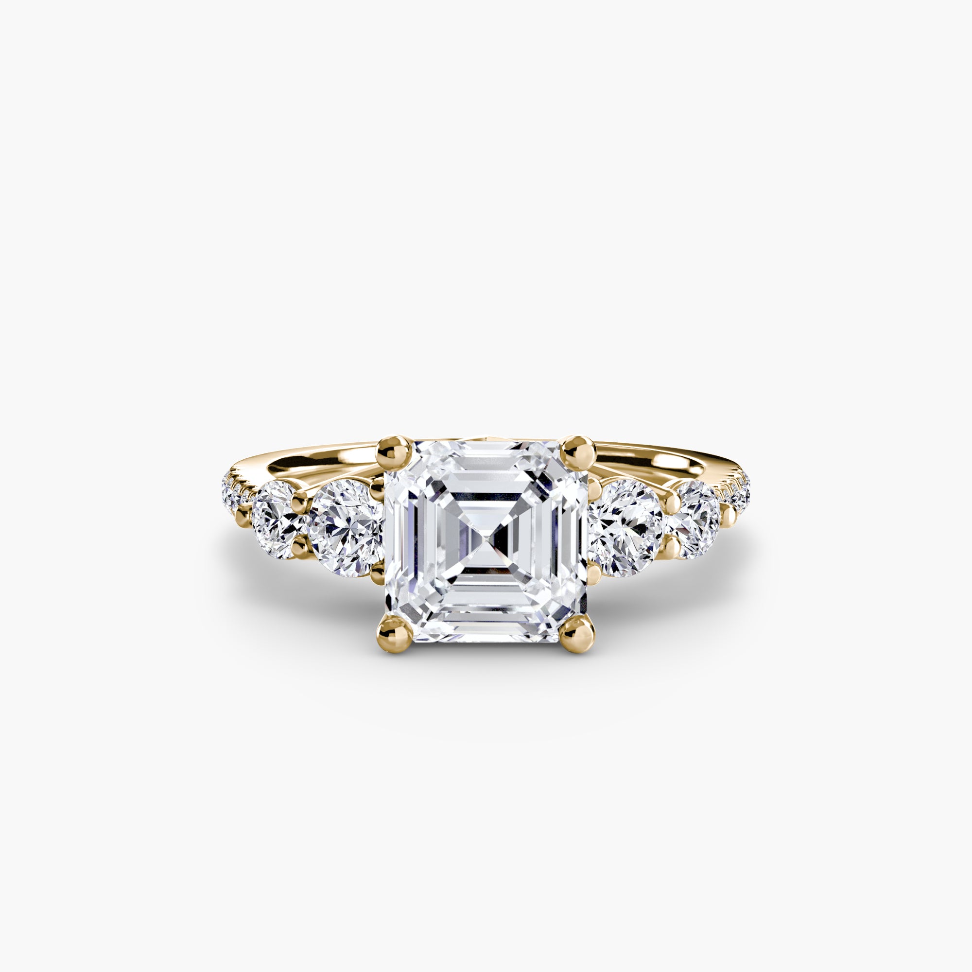 Five Stone Ring with Pavé Band - diamond engagement ring - VYKA Diamonds