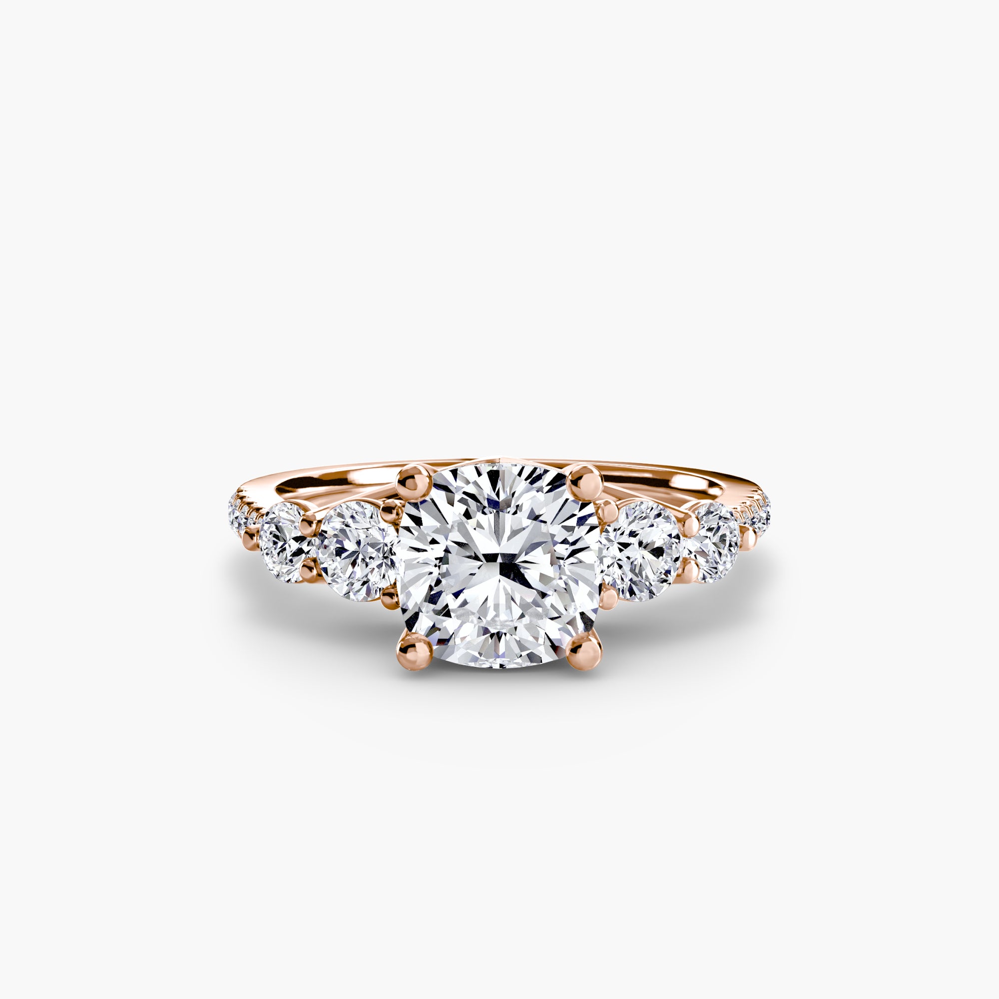 Five Stone Ring with Pavé Band - diamond engagement ring - VYKA Diamonds