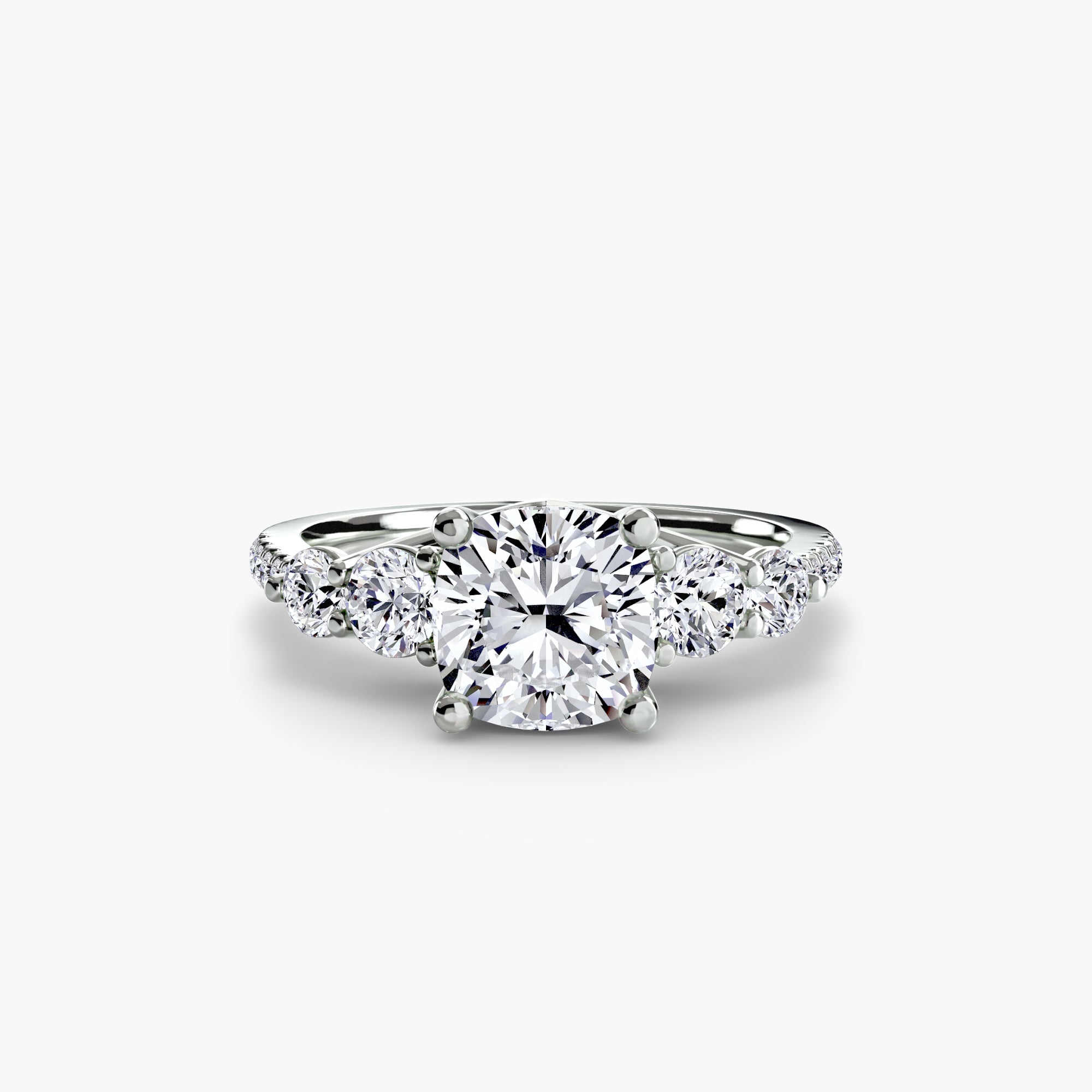 Five Stone Ring with Pavé Band - diamond engagement ring - VYKA Diamonds