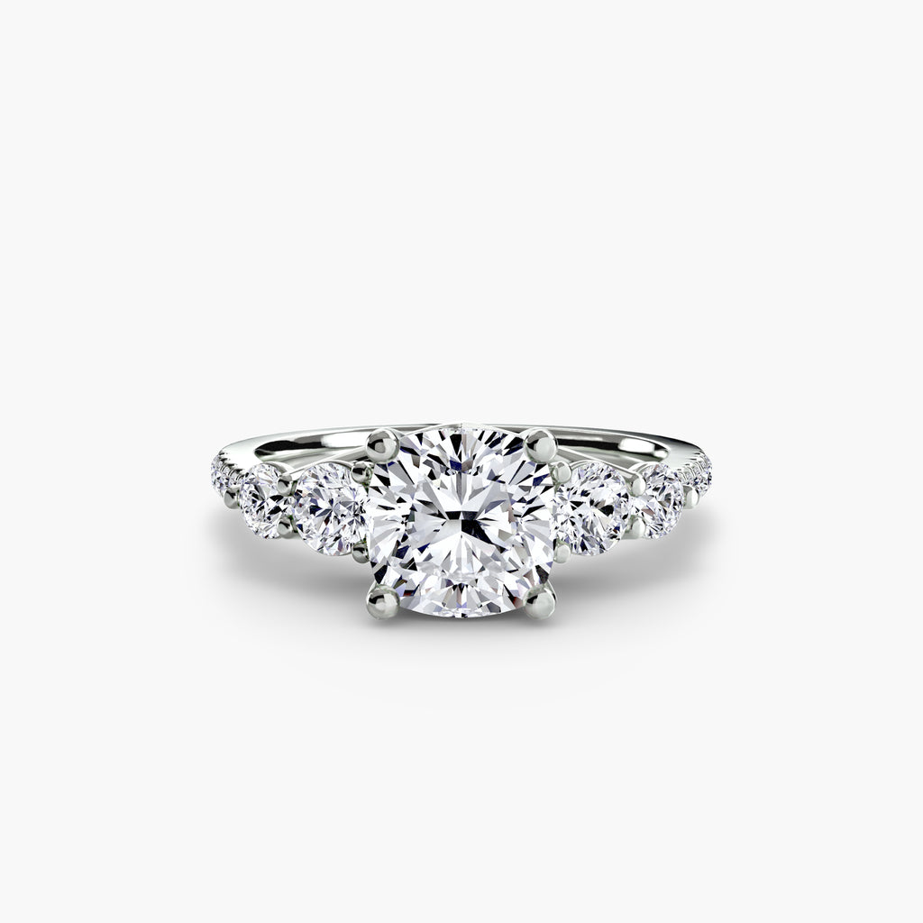 Five Stone Ring with Pavé Band - diamond engagement ring - VYKA Diamonds