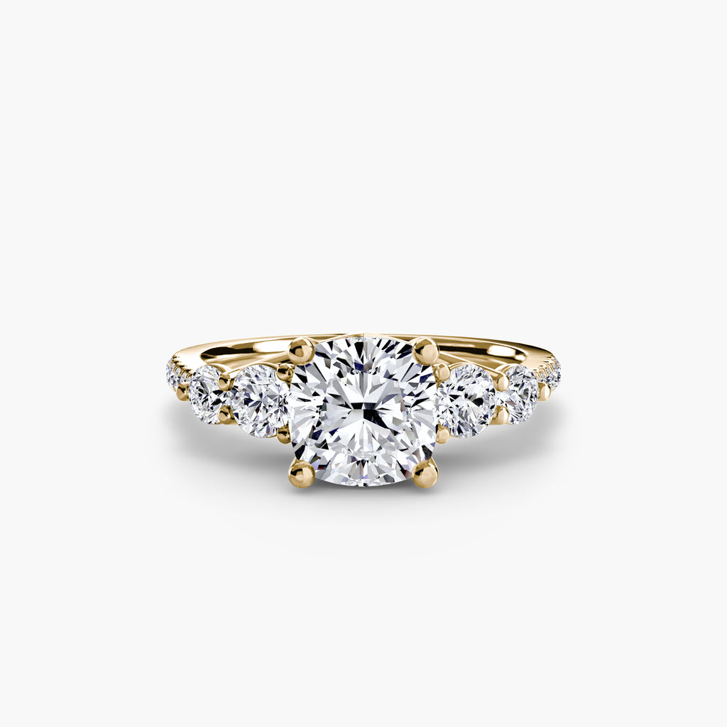 Five Stone Ring with Pavé Band - diamond engagement ring - VYKA Diamonds