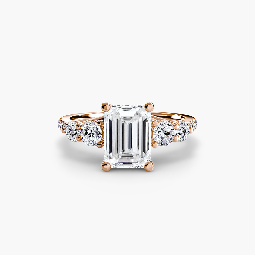 Five Stone Ring with Pavé Band - diamond engagement ring - VYKA Diamonds