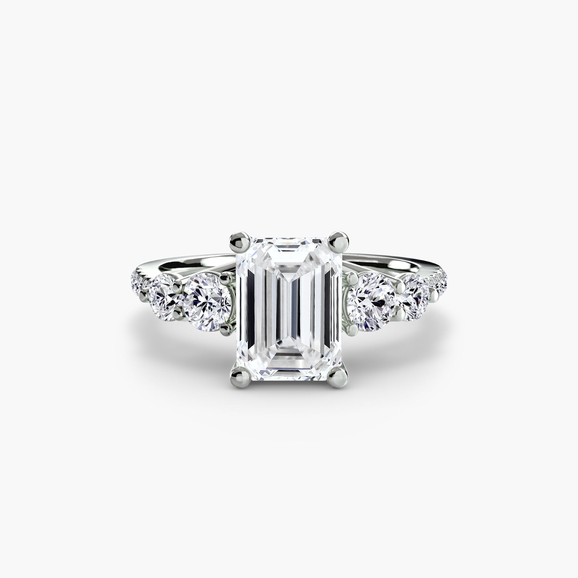 Five Stone Ring with Pavé Band - diamond engagement ring - VYKA Diamonds