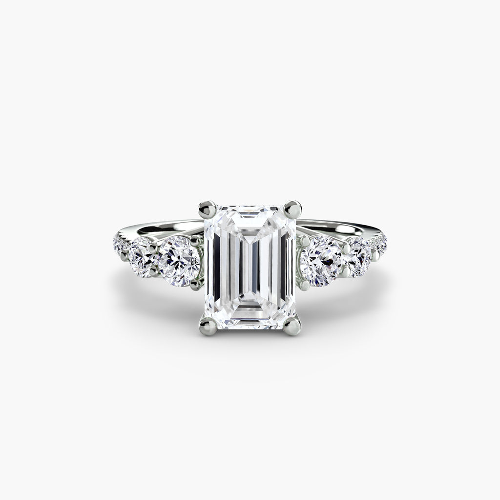 Five Stone Ring with Pavé Band - diamond engagement ring - VYKA Diamonds