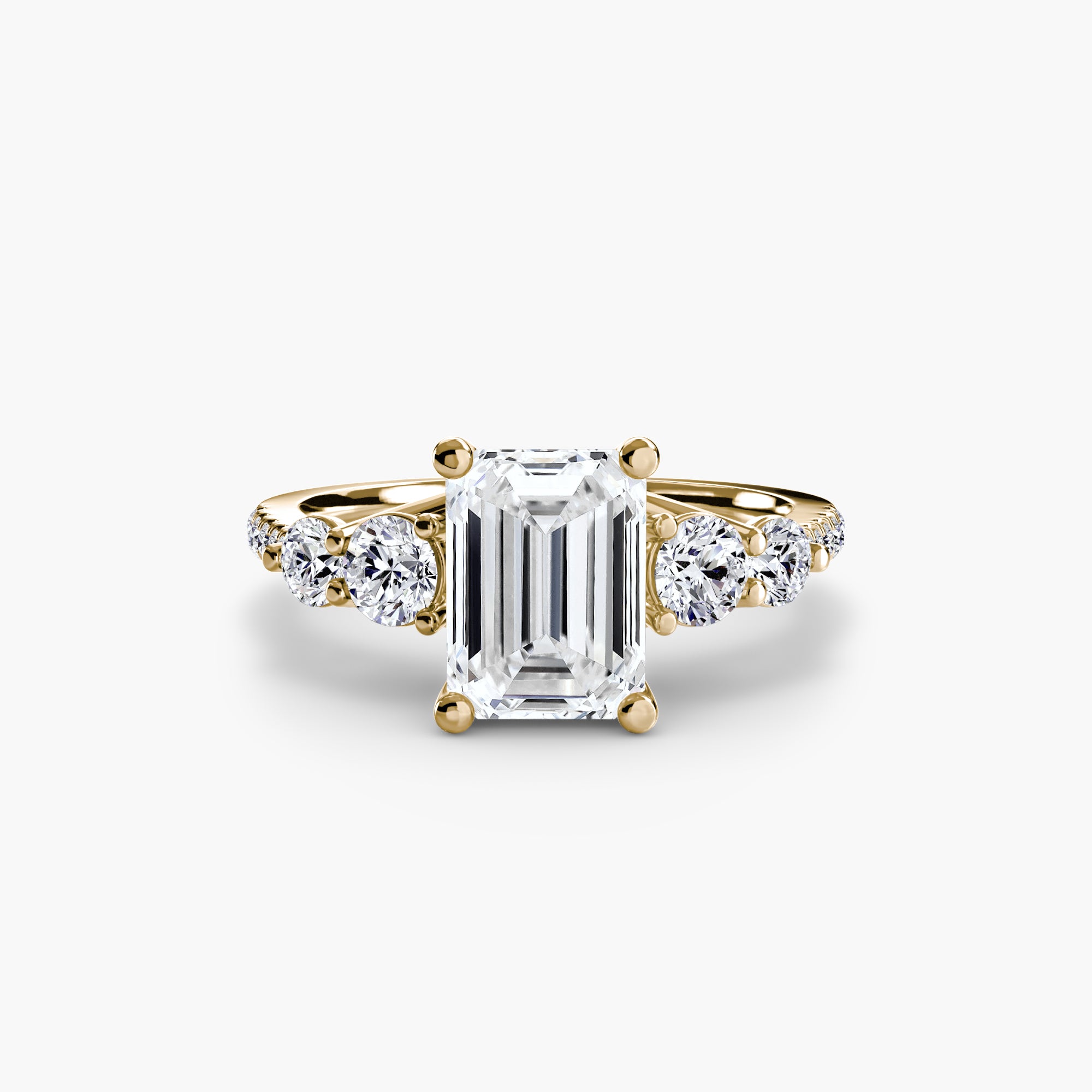 Five Stone Ring with Pavé Band - diamond engagement ring - VYKA Diamonds