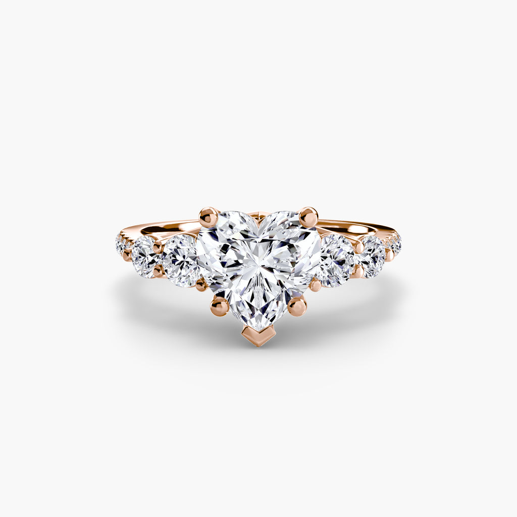 Five Stone Ring with Pavé Band - diamond engagement ring - VYKA Diamonds