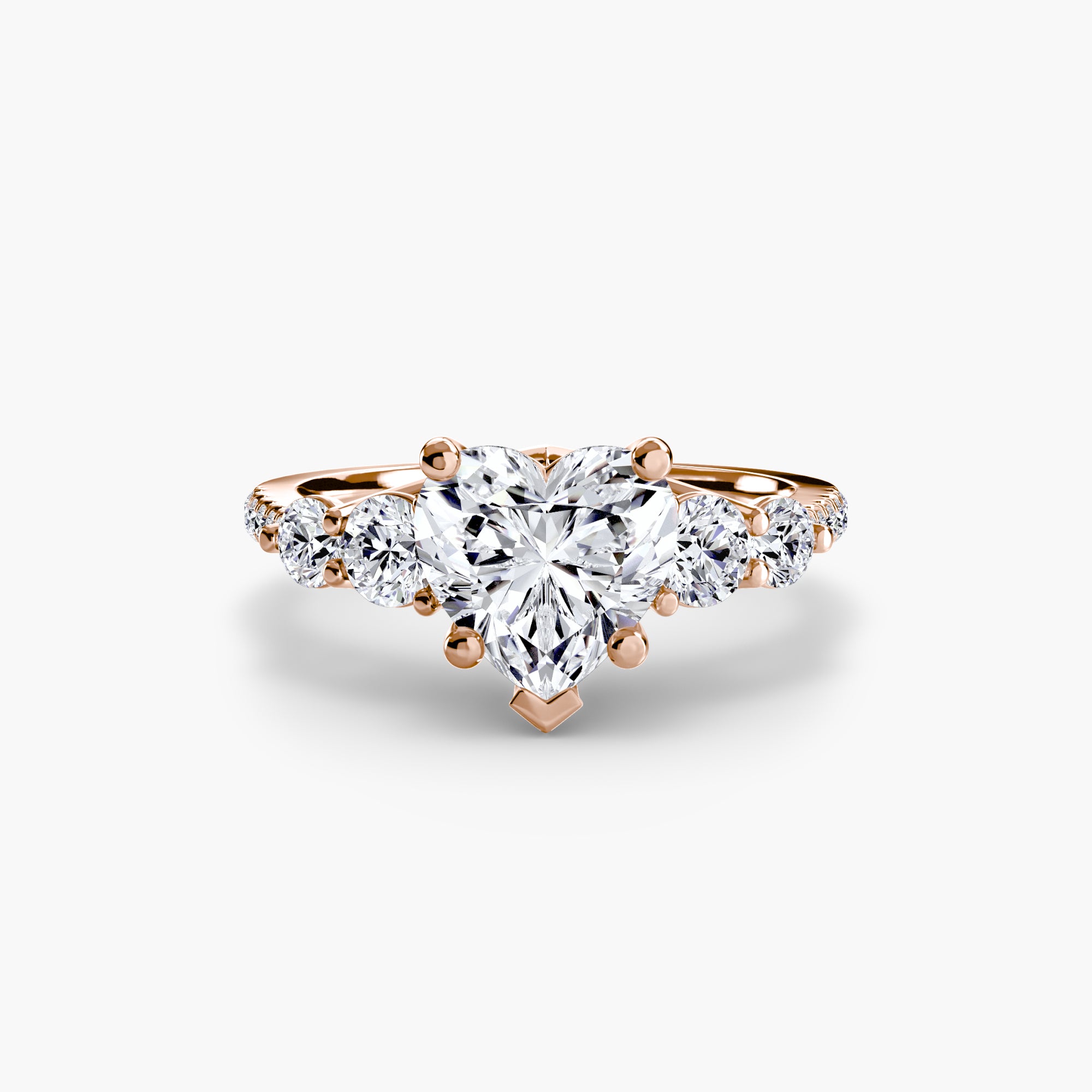 Five Stone Ring with Pavé Band - diamond engagement ring - VYKA Diamonds