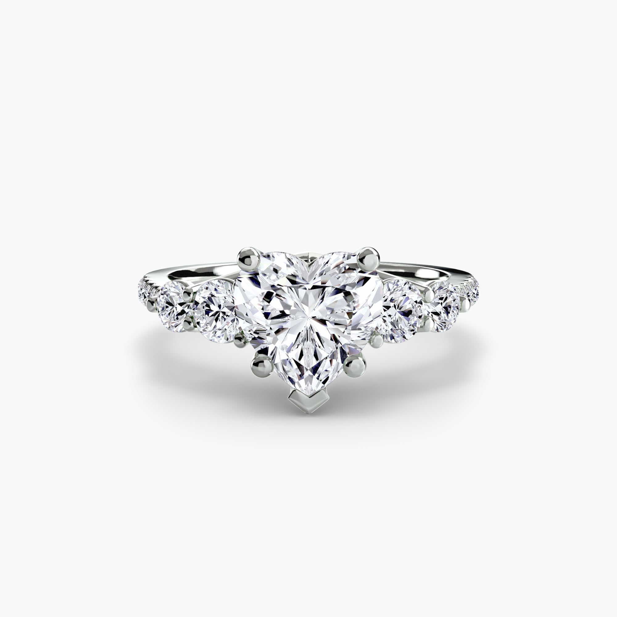 Five Stone Ring with Pavé Band - diamond engagement ring - VYKA Diamonds