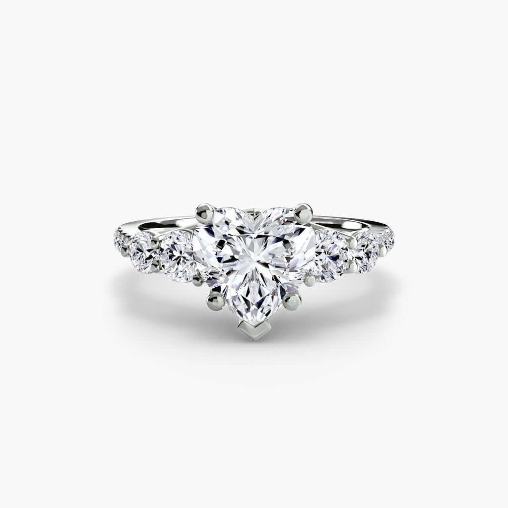 Five Stone Ring with Pavé Band - diamond engagement ring - VYKA Diamonds